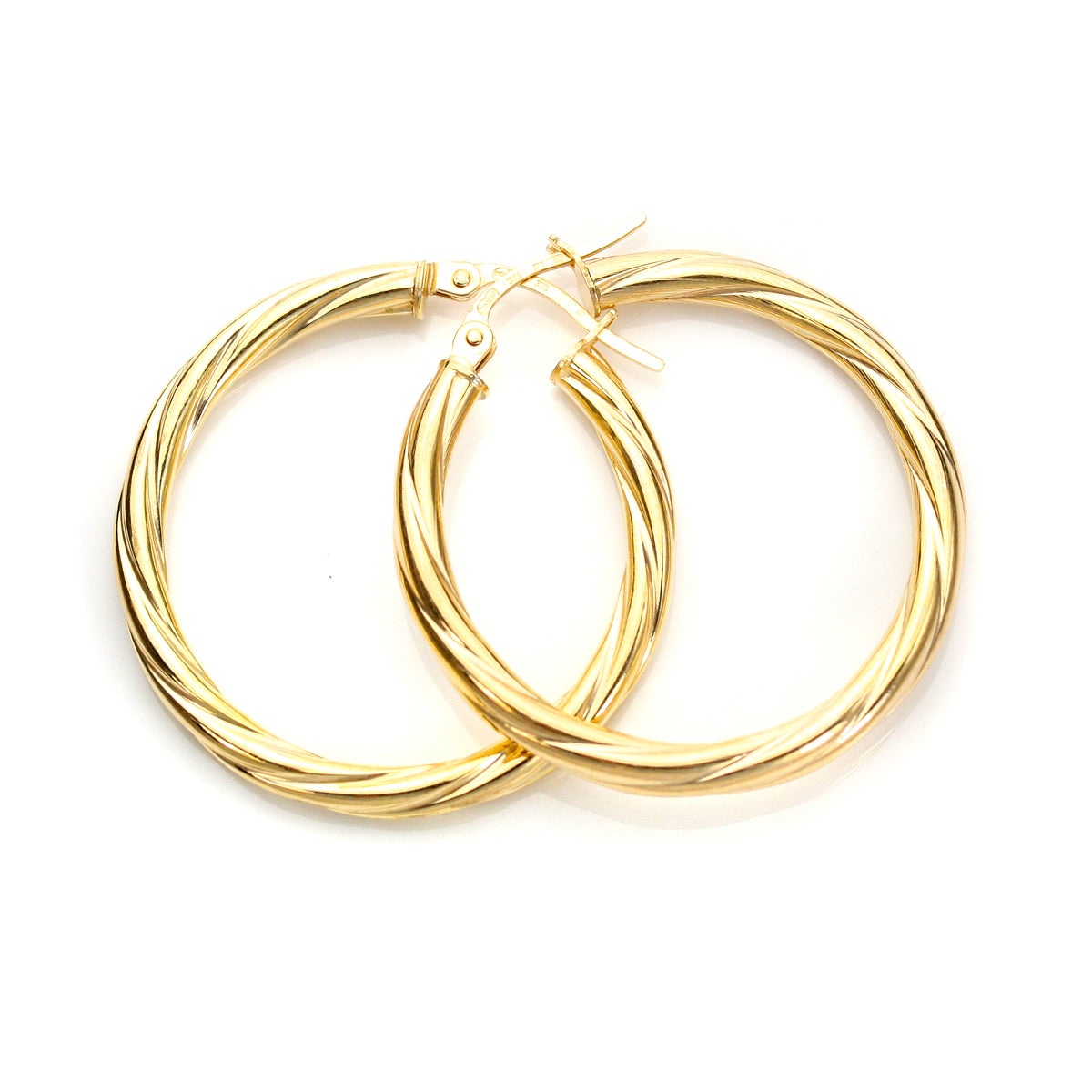 9ct Yellow Gold Twisted 3mm Creole Earrings