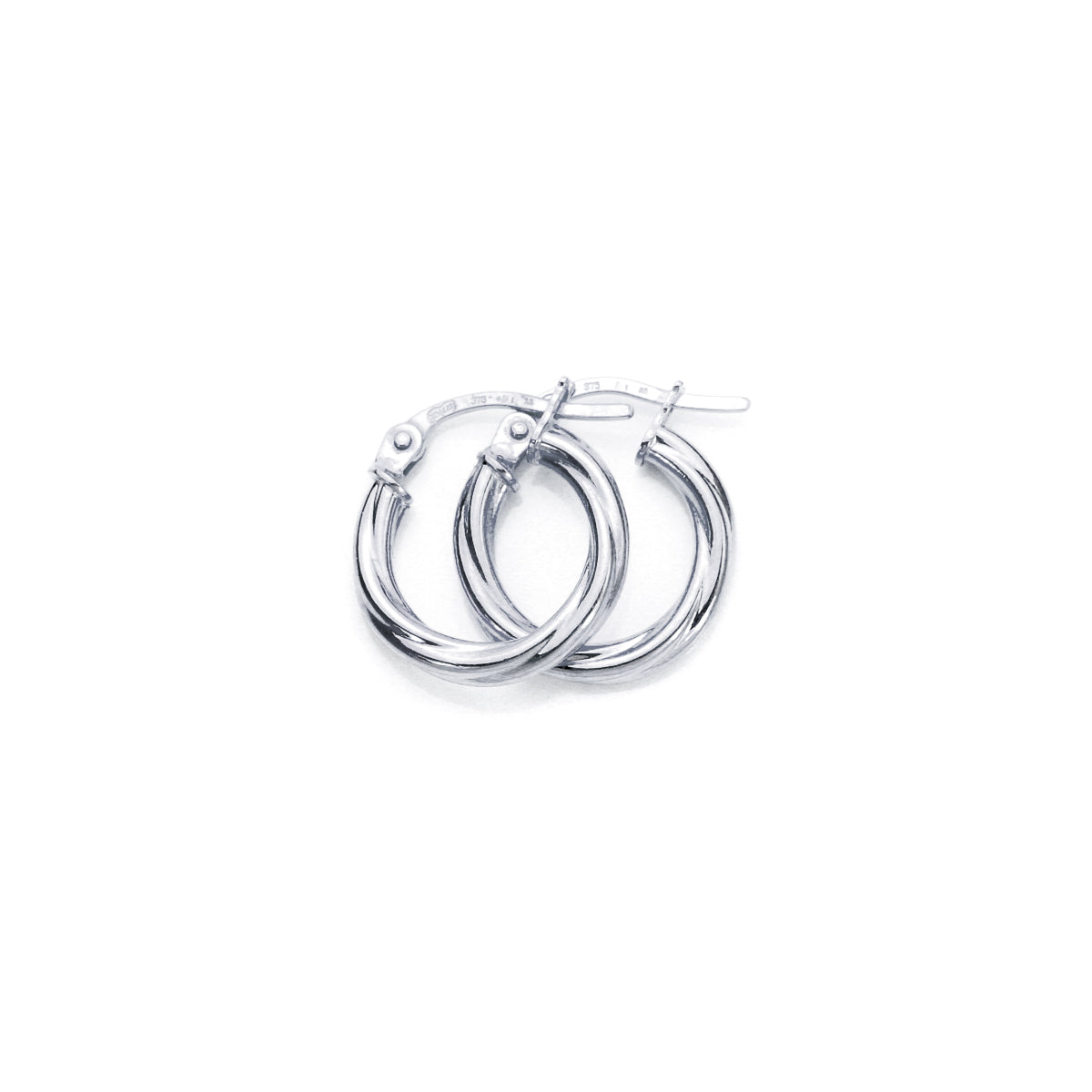 9ct White Gold Twisted 2mm Creole Earrings