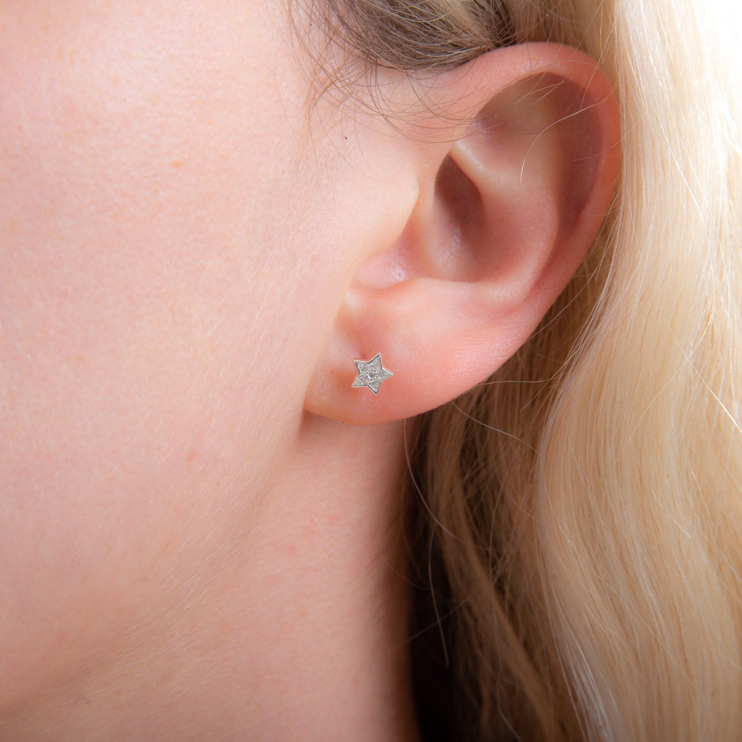 Sterling Silver & CZ Crystal Encrusted Star Stud Earrings