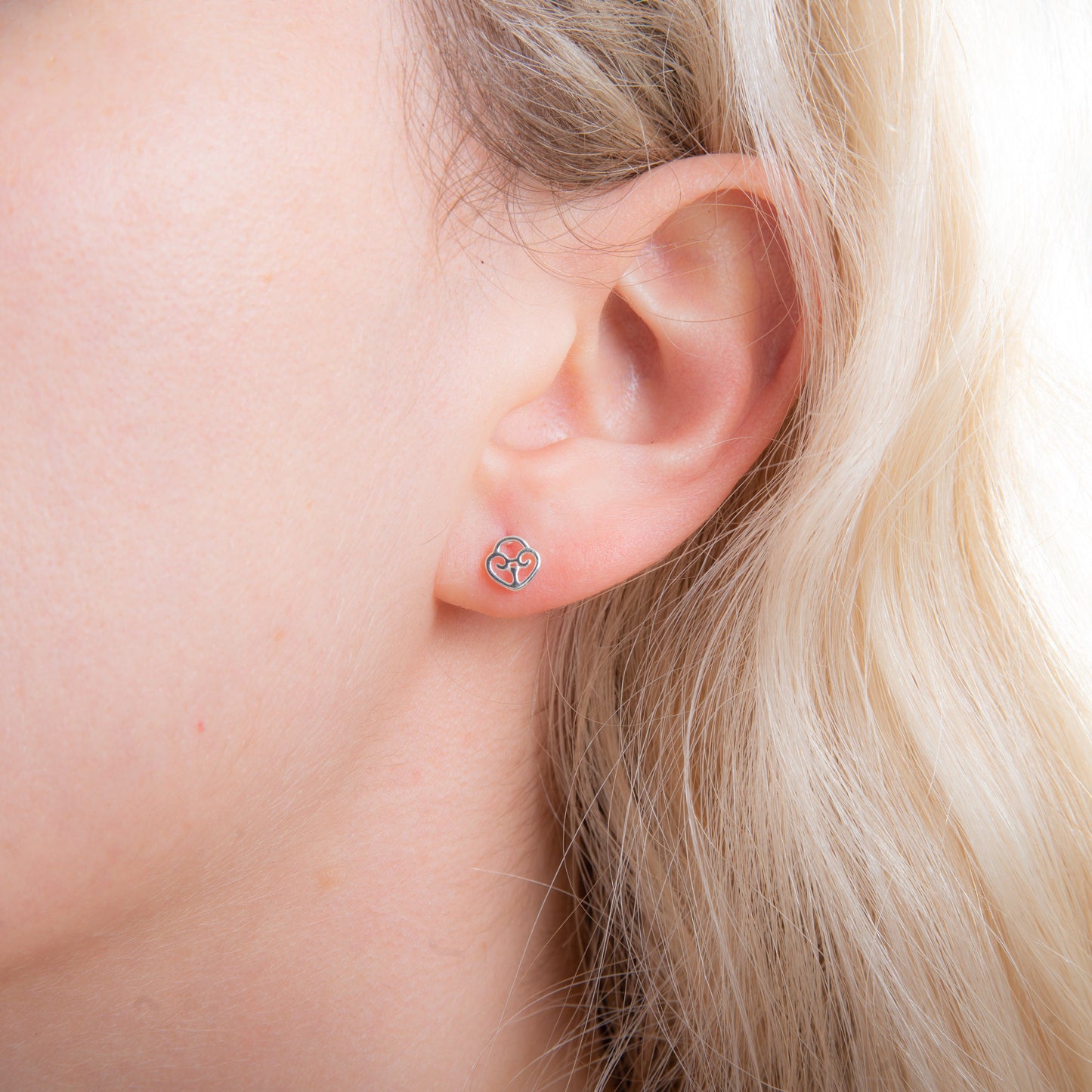 Sterling Silver Celtic Heart Padlock Stud Earrings