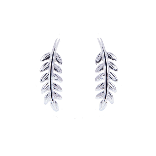 Sterling Silver Leaf Stud Earrings