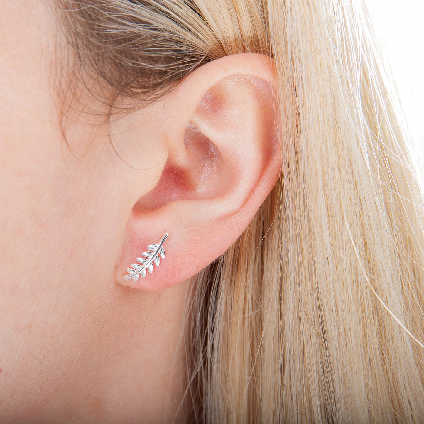 Sterling Silver Leaf Stud Earrings