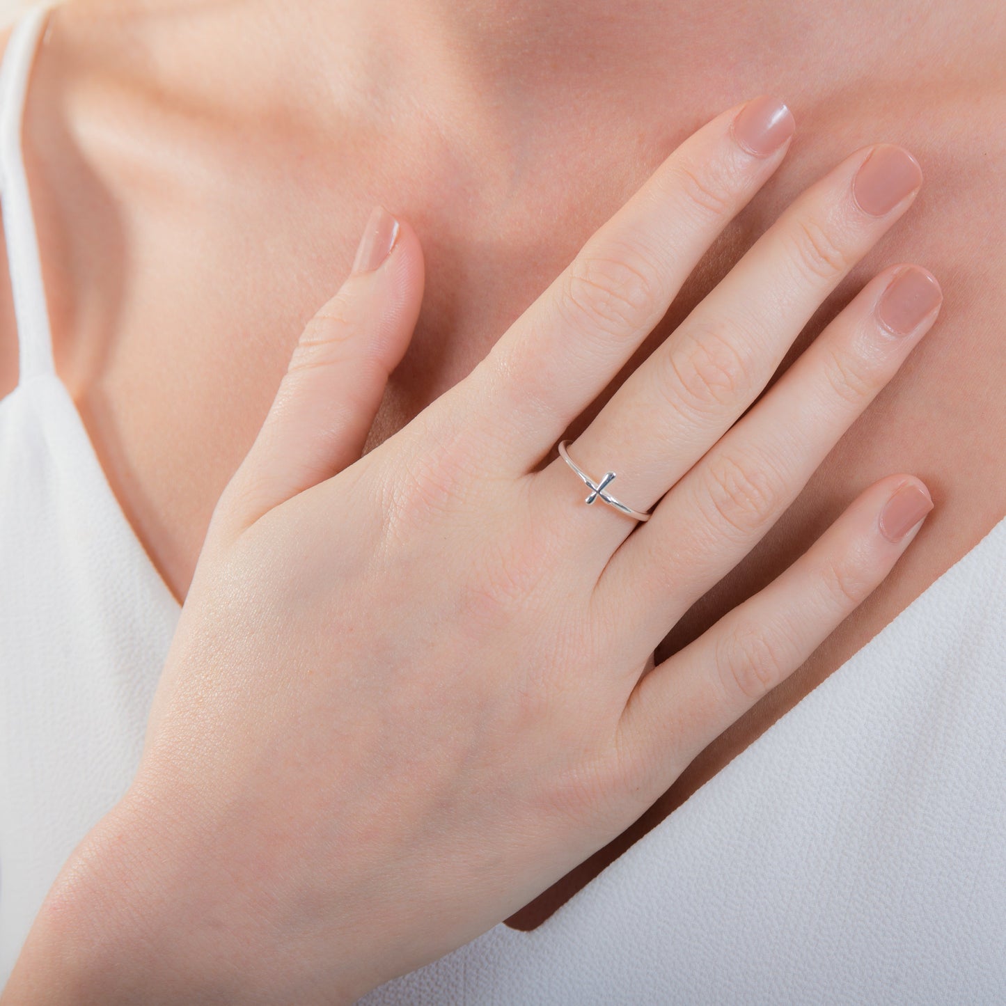 Sterling Silver Cross Adjustable Ring