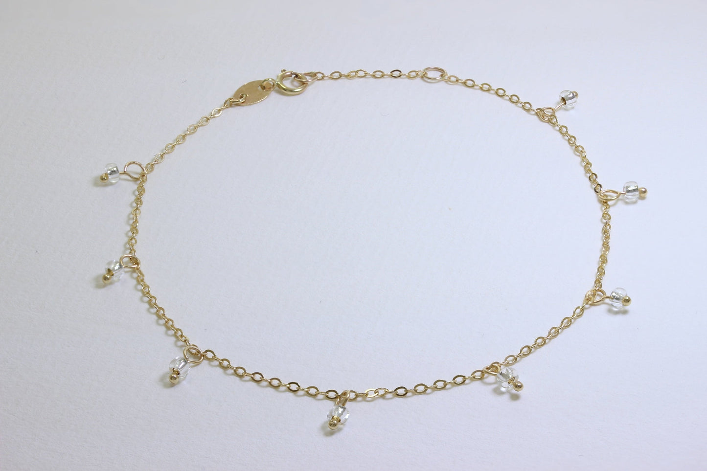 9ct Gold 7.5 Inch Extender Bracelet with Clear CZ Beads