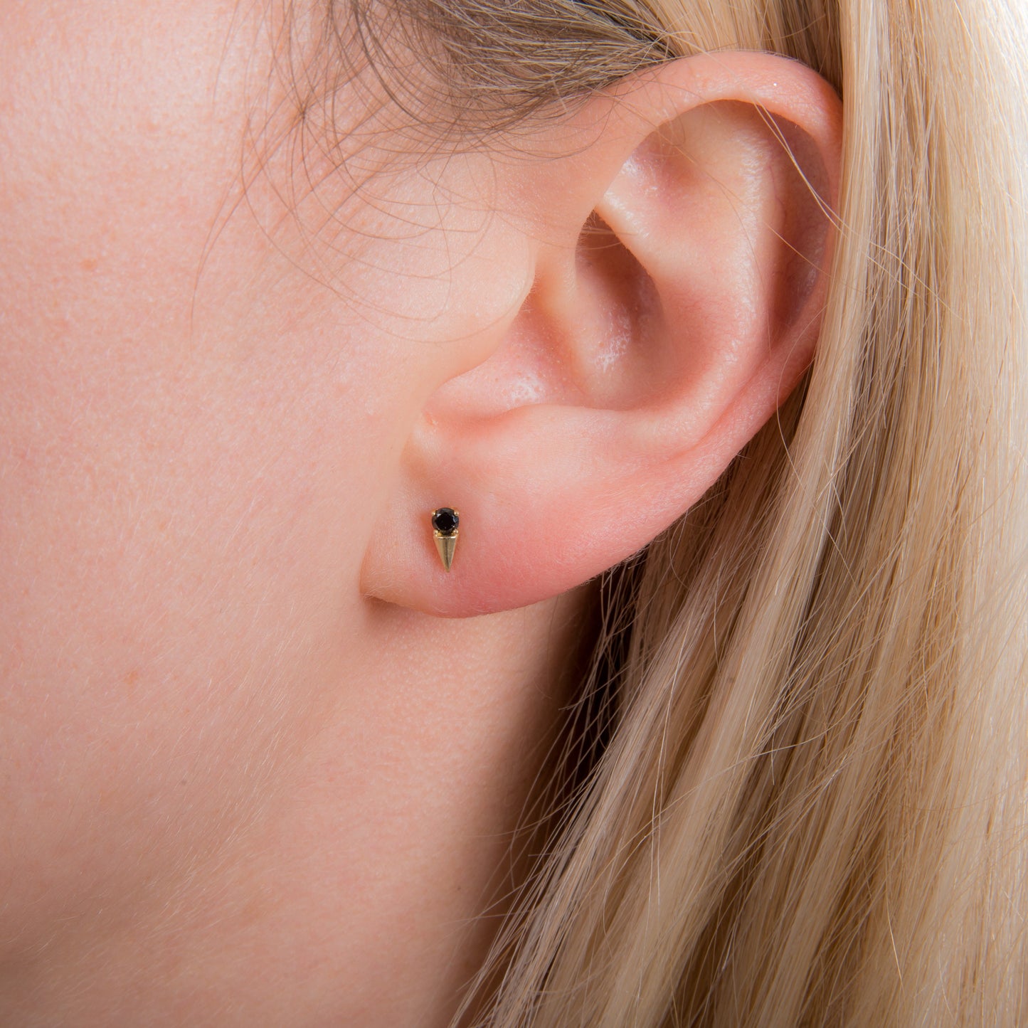 9ct Gold Black CZ Spike Stud Earrings