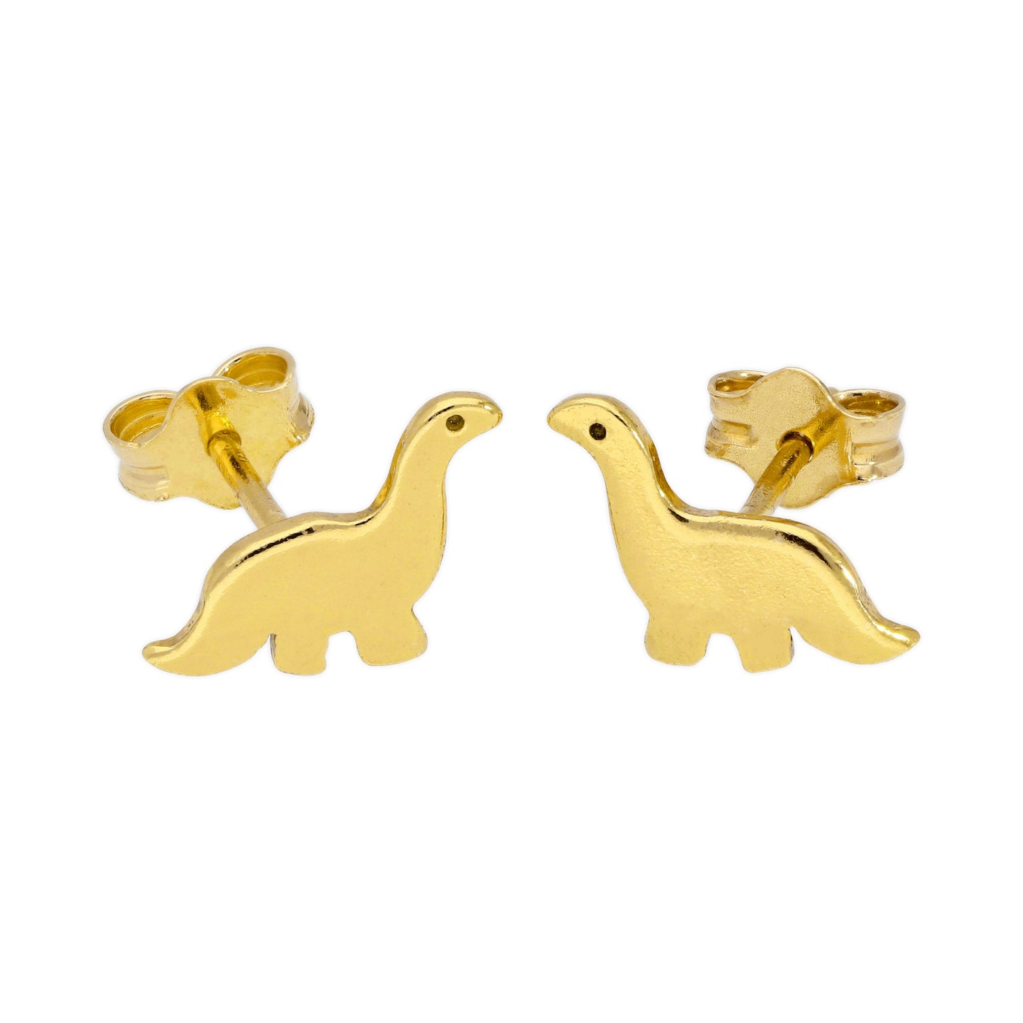Gold Plated Simple Sterling Silver Dinosaur Stud Earrings