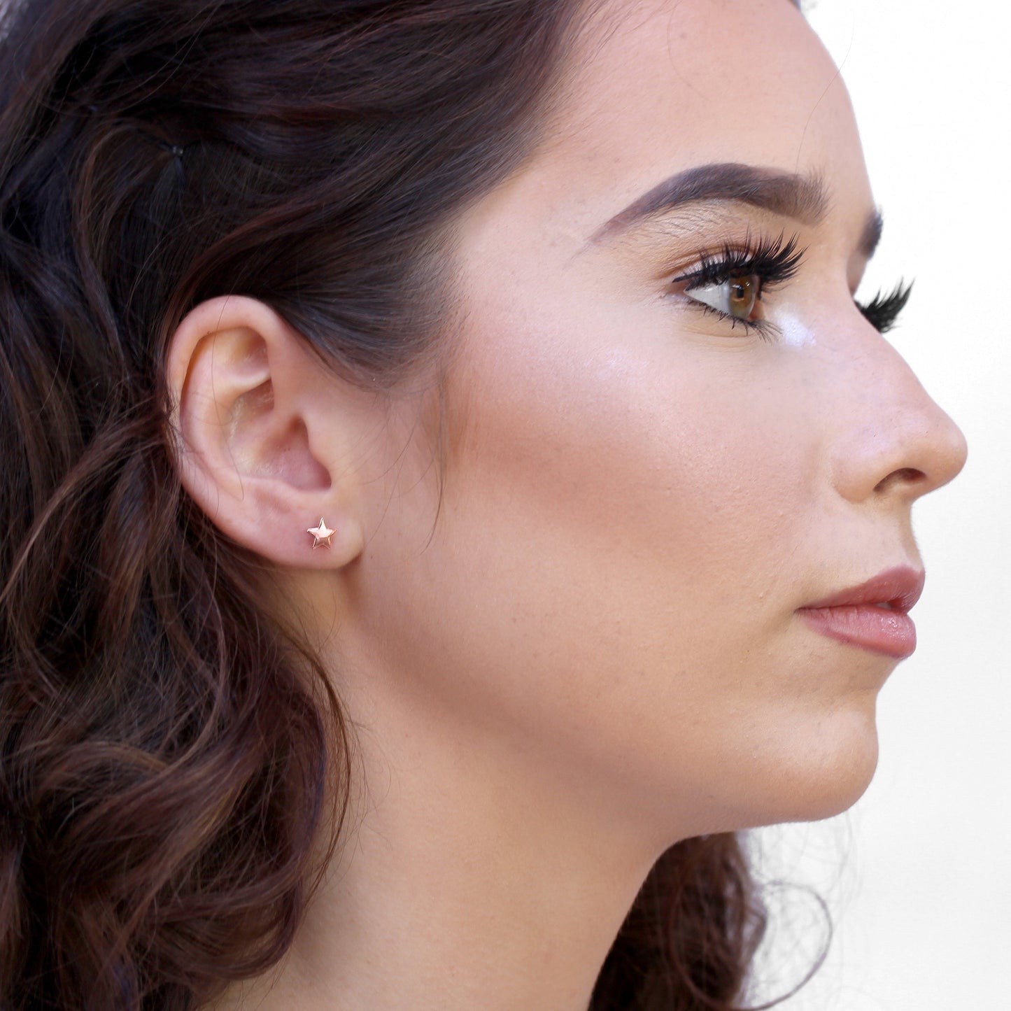 Rose Gold Plated Sterling Silver Star Stud Earrings