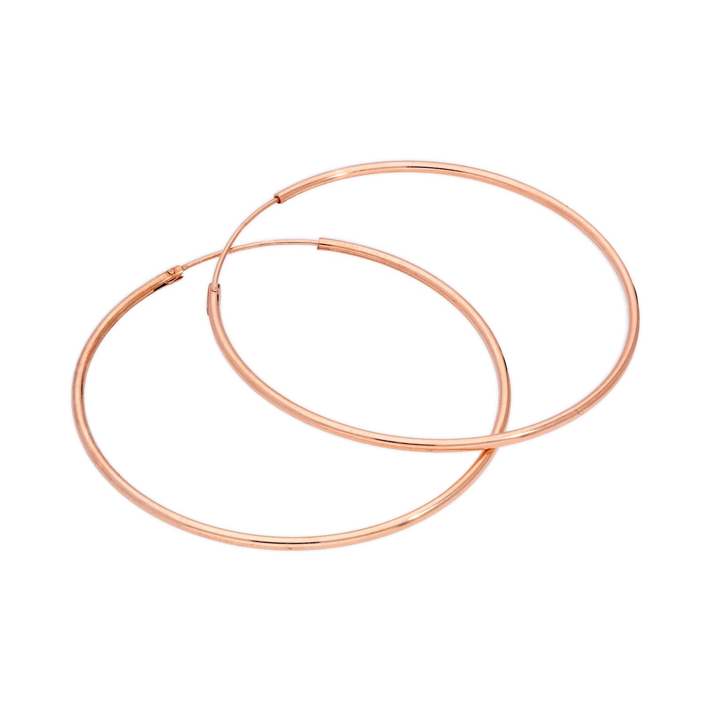 Rose Gold Plated Sterling Silver 40mm Hoop Sleeper Earrings