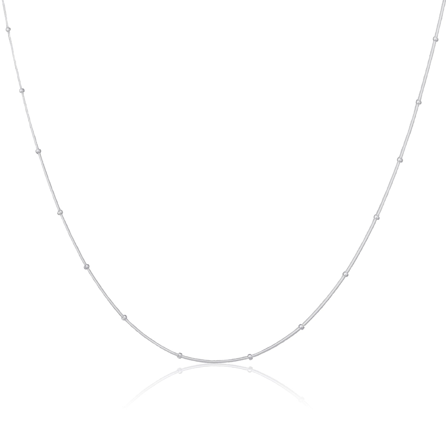 Sterling Silver 1mm Beaded Snake Chain Choker 12 Inch + 3 Inch Extender