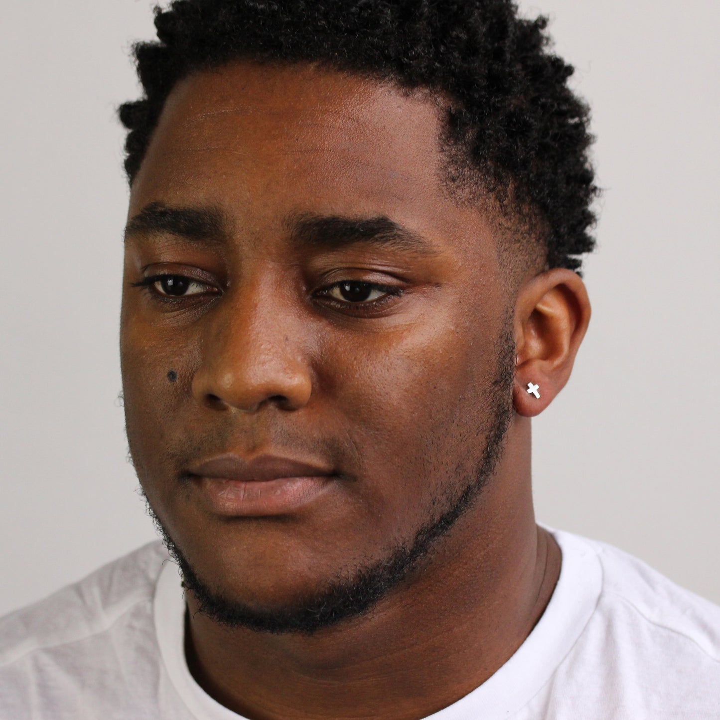 Single Small Sterling Silver Cross Stud Earring