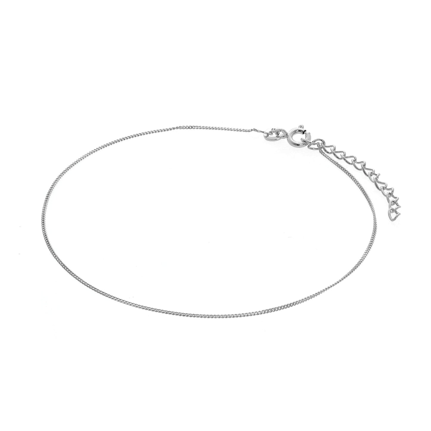 Sterling Silver Diamond Cut Curb Anklet 9 + 1.5 Inches