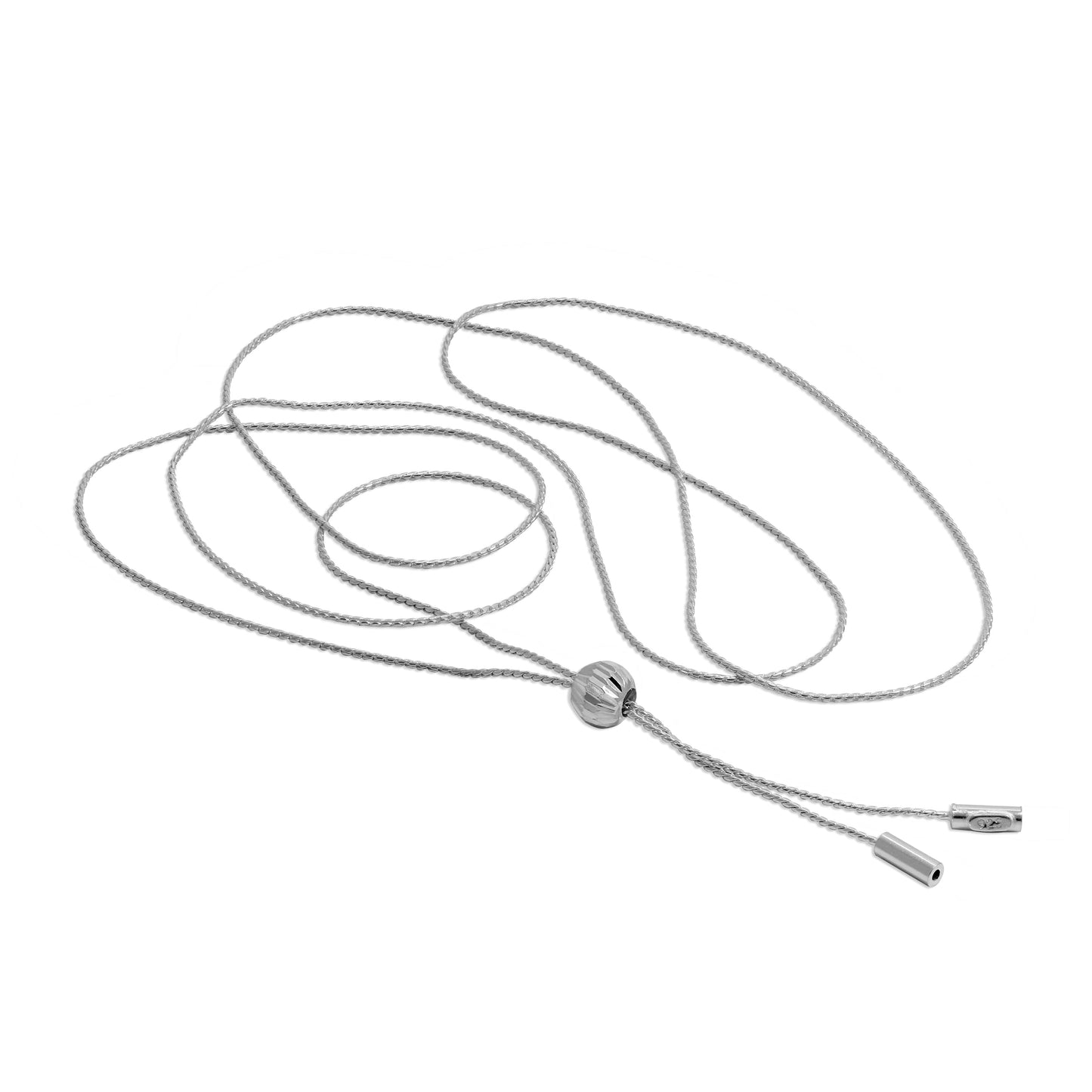 Sterling Silver Ball Double Tassel Dangle Drop Adjustable Necklace