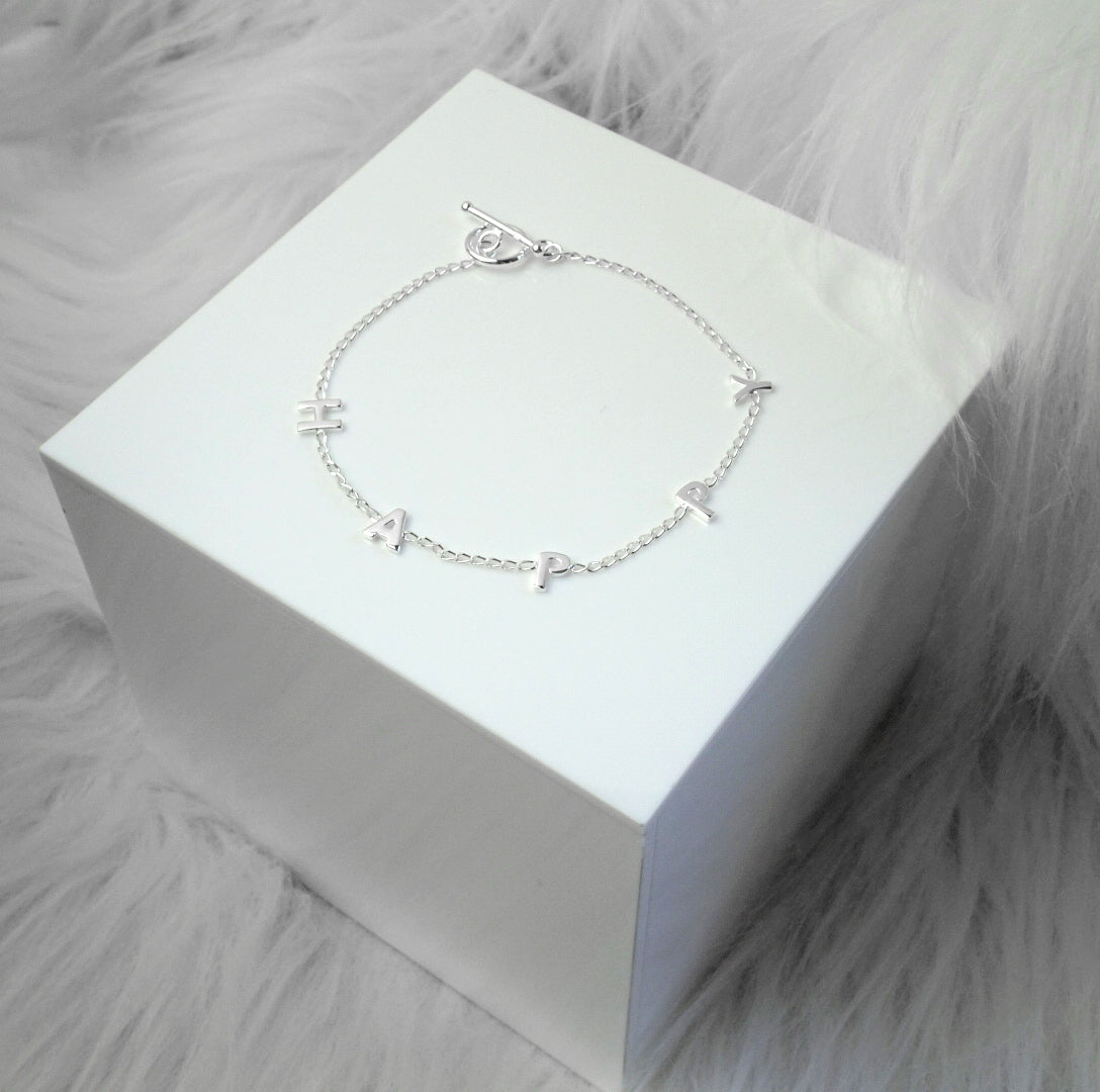 Sterling Silver HAPPY 7 Inch Bracelet
