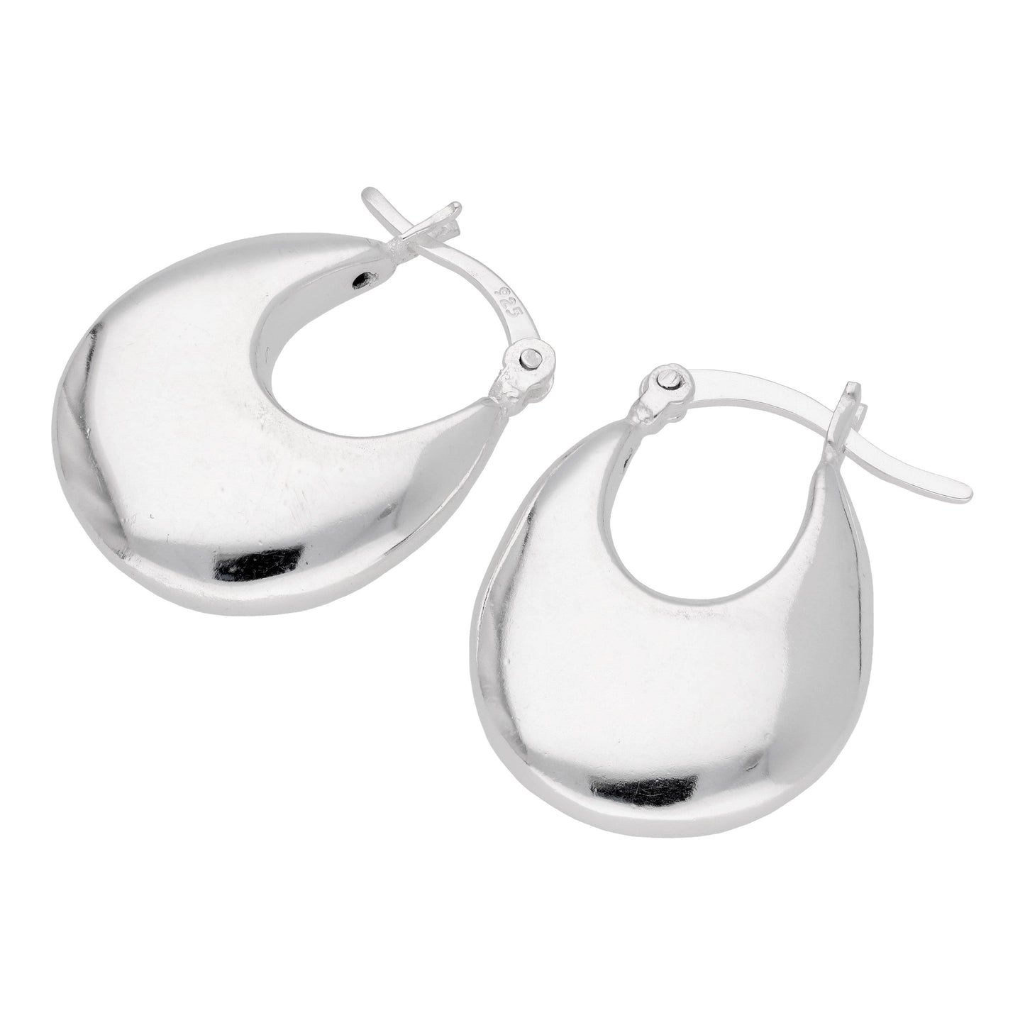Sterling Silver Thick Creole Hoop Earrings