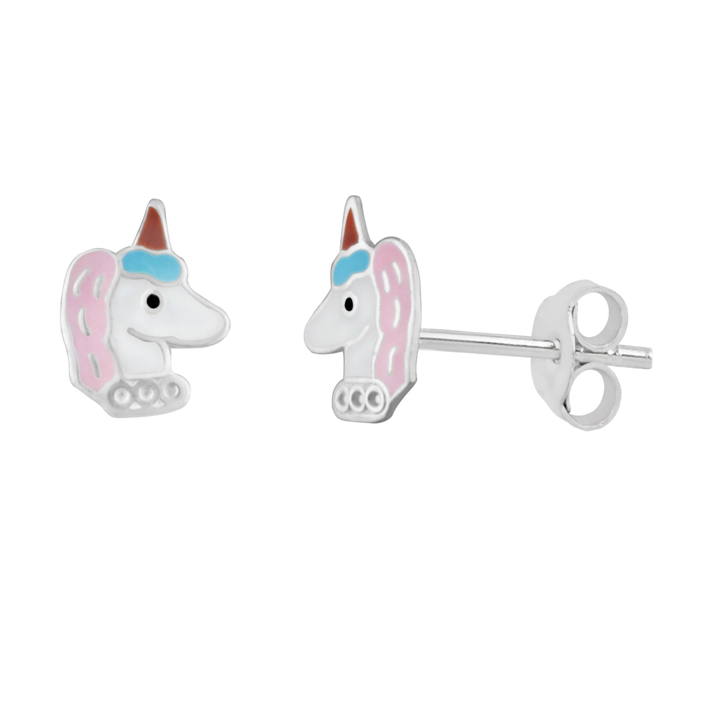 Sterling Silver Unicorn Party Hat Enamel Stud Earrings