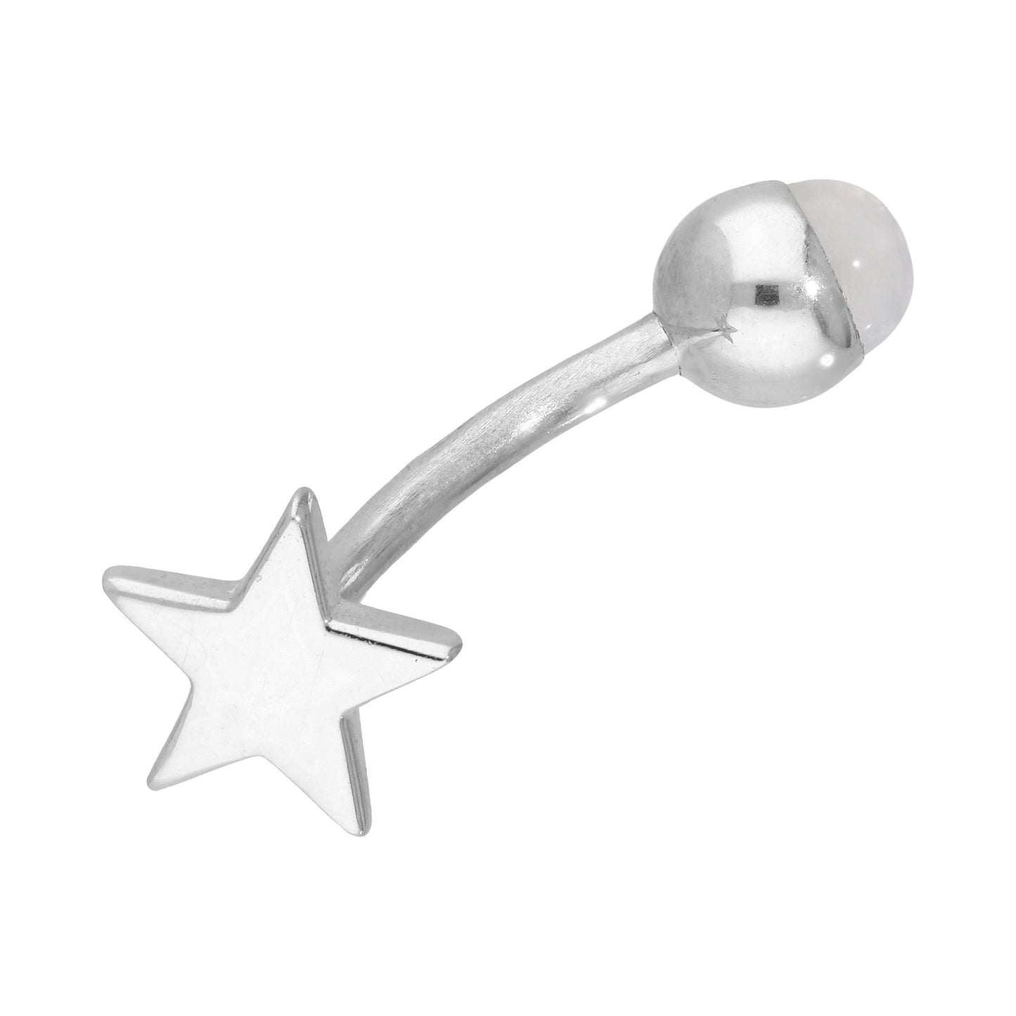 Sterling Silver & Rainbow Moonstone Star Belly Bar