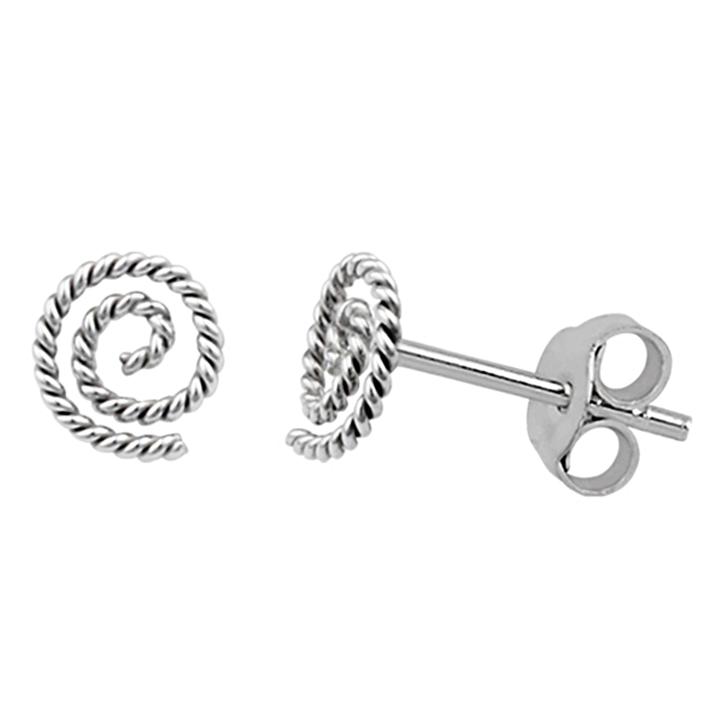 Sterling Silver Handmade Twisted Rope Spiral Stud Earrings