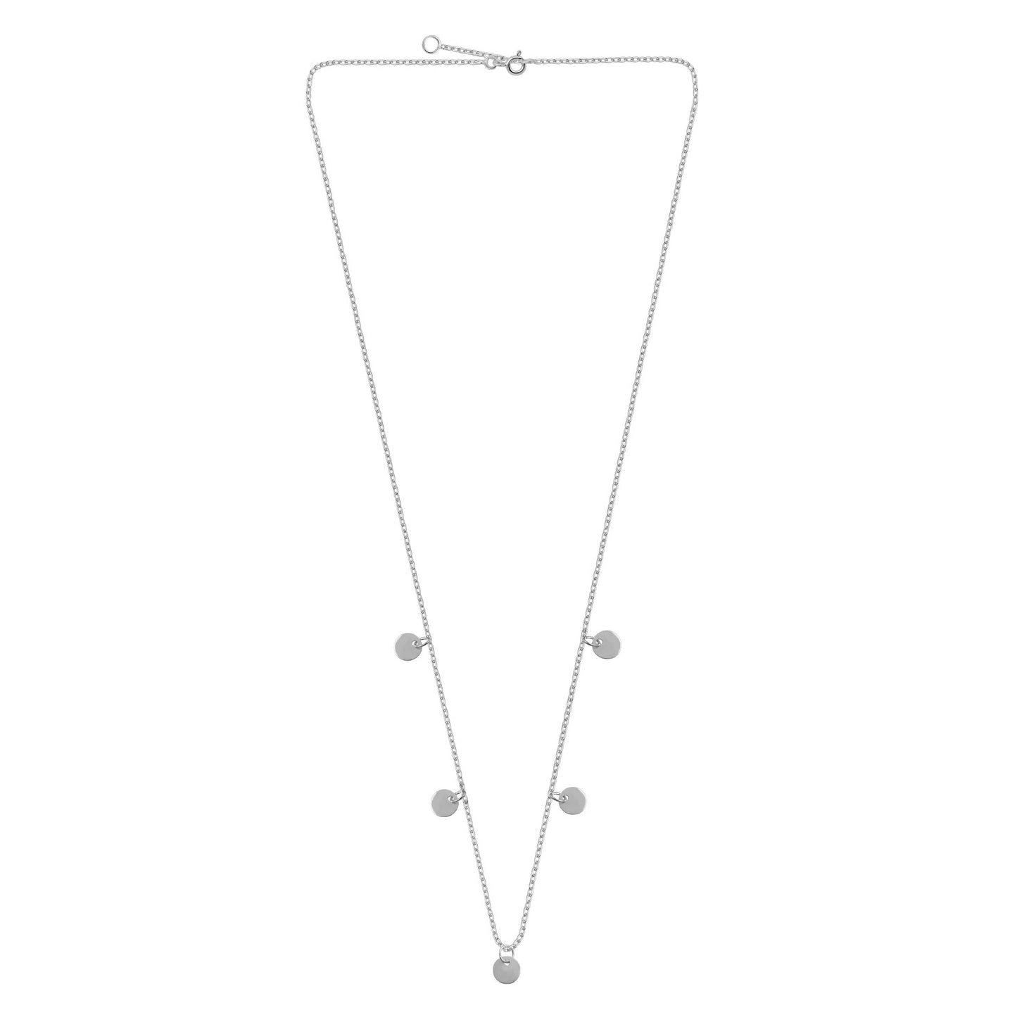 Sterling Silver Multiple Round Circle Disc Charms Necklace