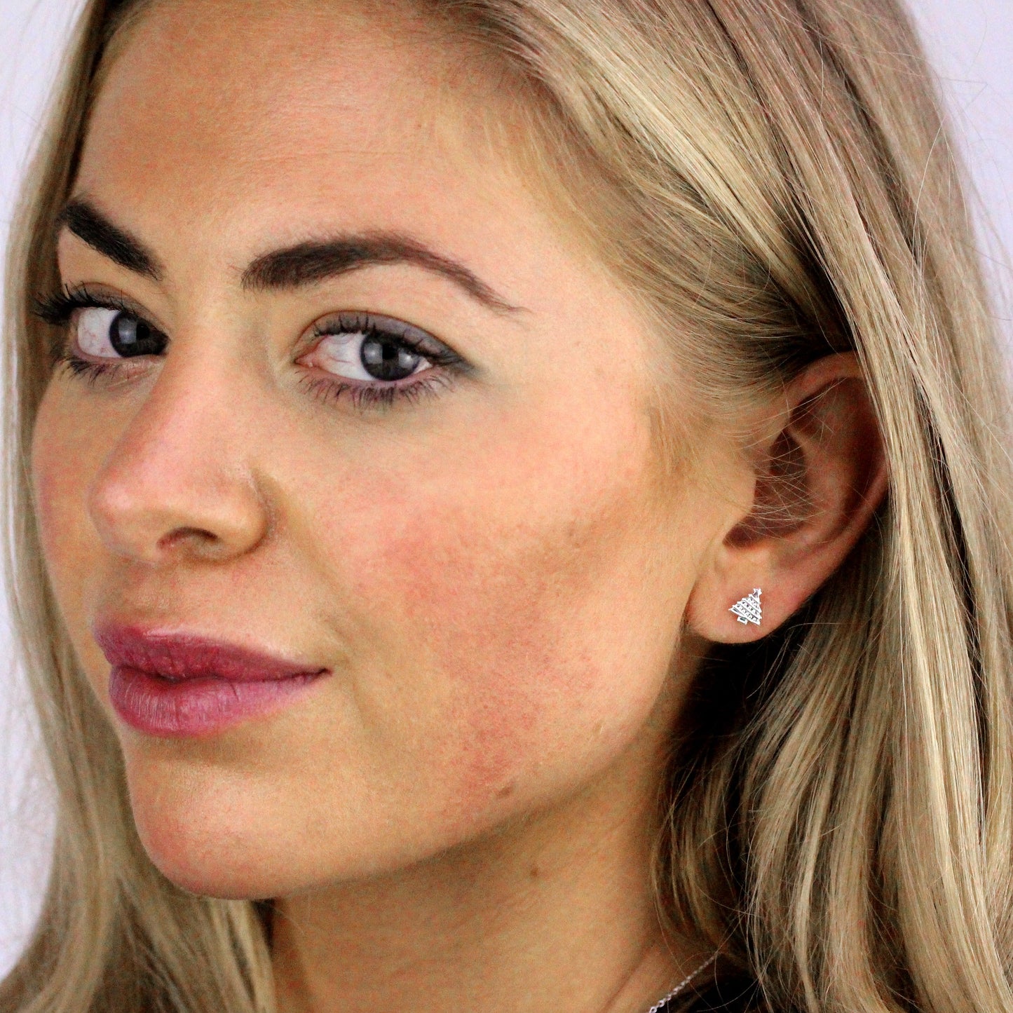 Sterling Silver Christmas Tree Stud Earrings