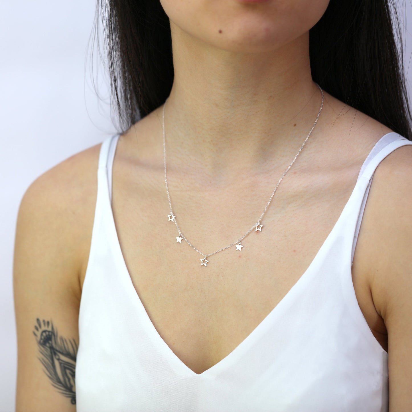 Sterling Silver Stars 18 Inch Necklace