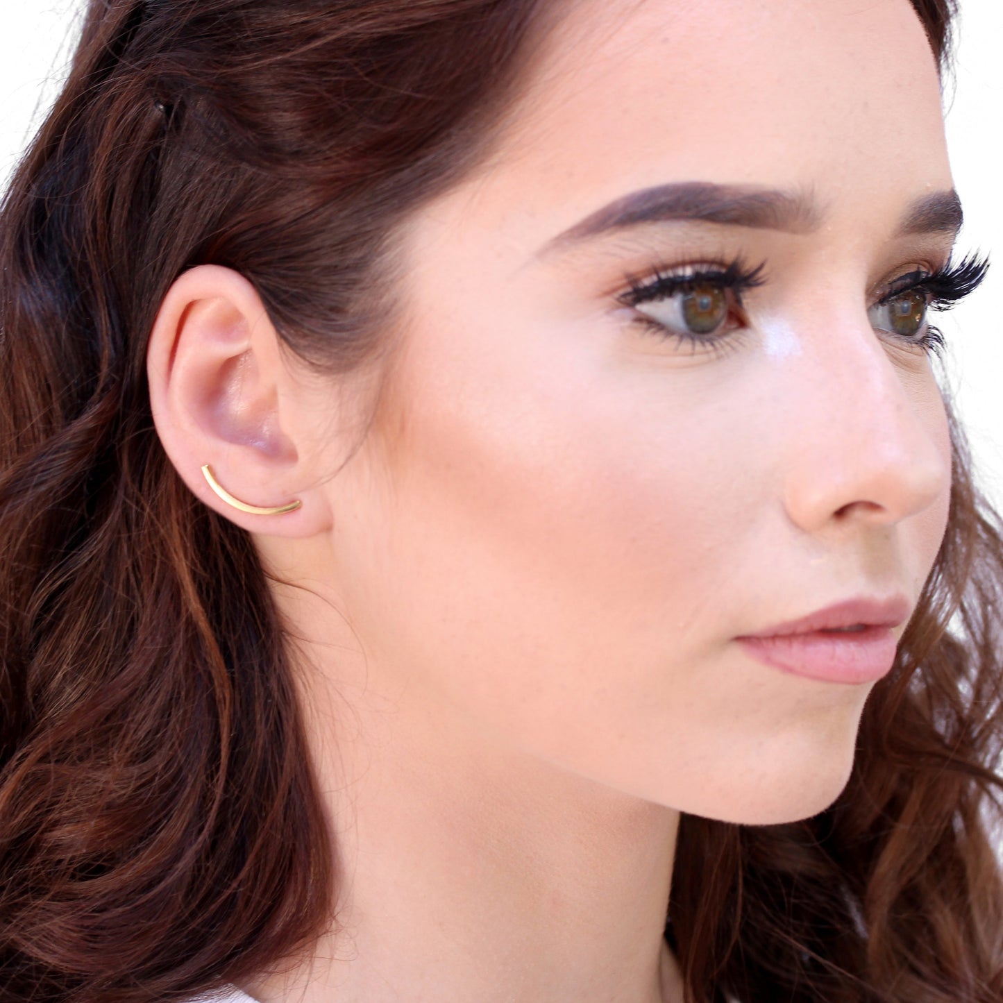 Gold Plated Sterling Silver Long Bar Crawler Climber Earrings