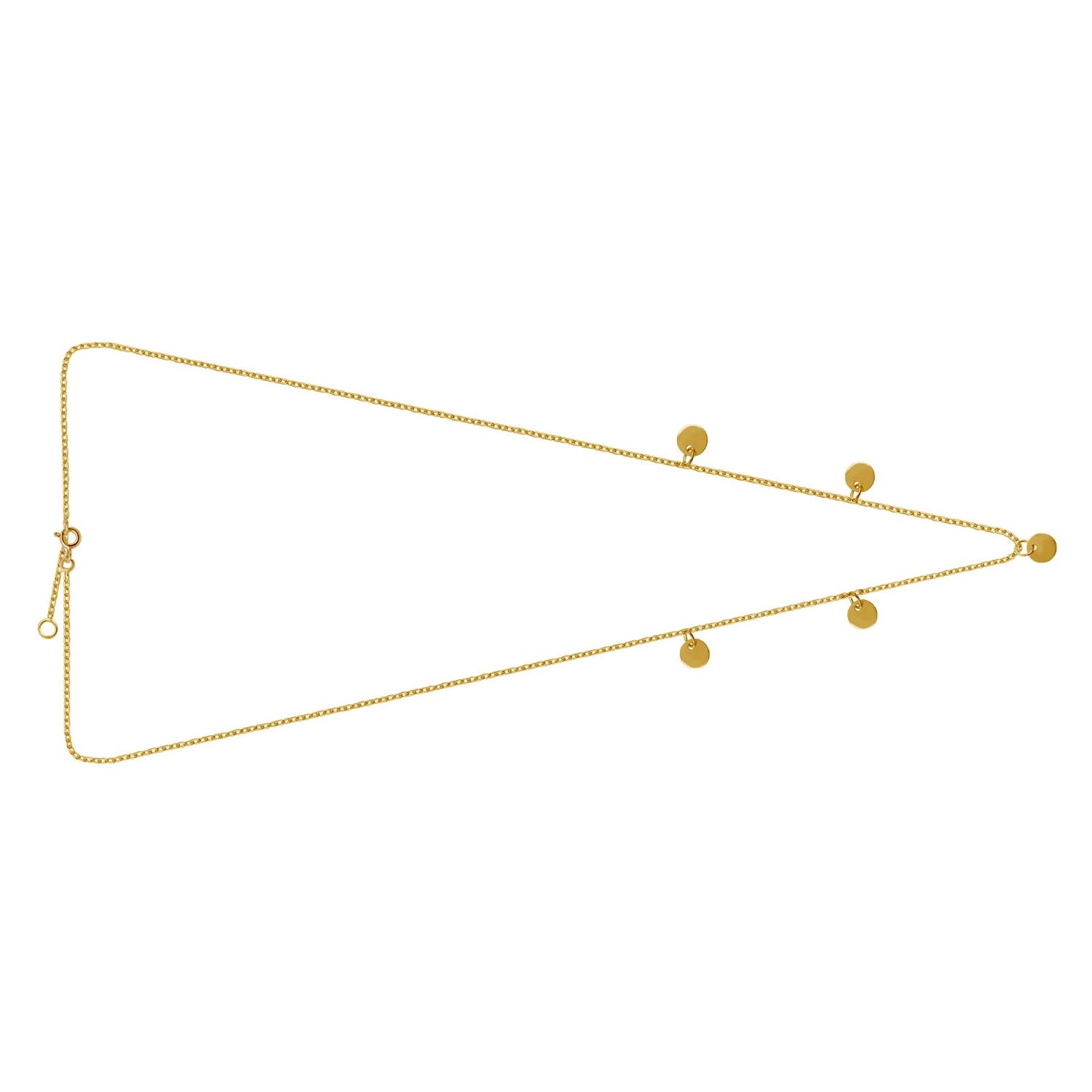 Gold Plated Sterling Silver Multiple Round Circle Disc Charms Necklace