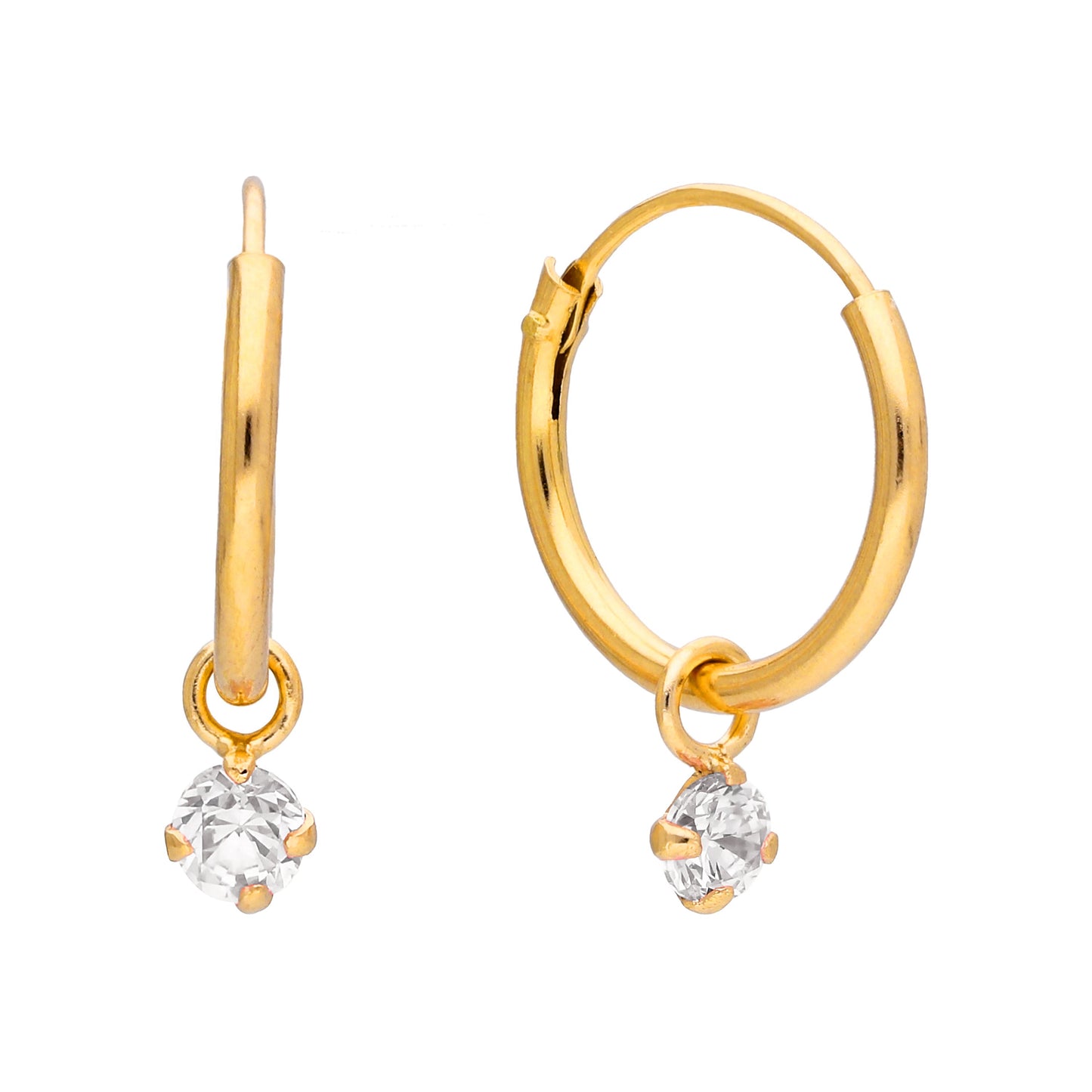 Gold Plated Sterling Silver & Colour Crystal Hoop Earrings