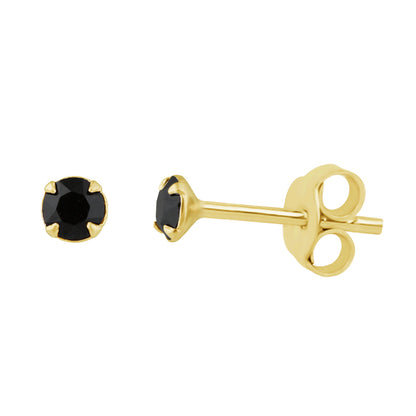 Gold Plated Sterling Silver & 3mm CZ Claw Set Stud Earrings