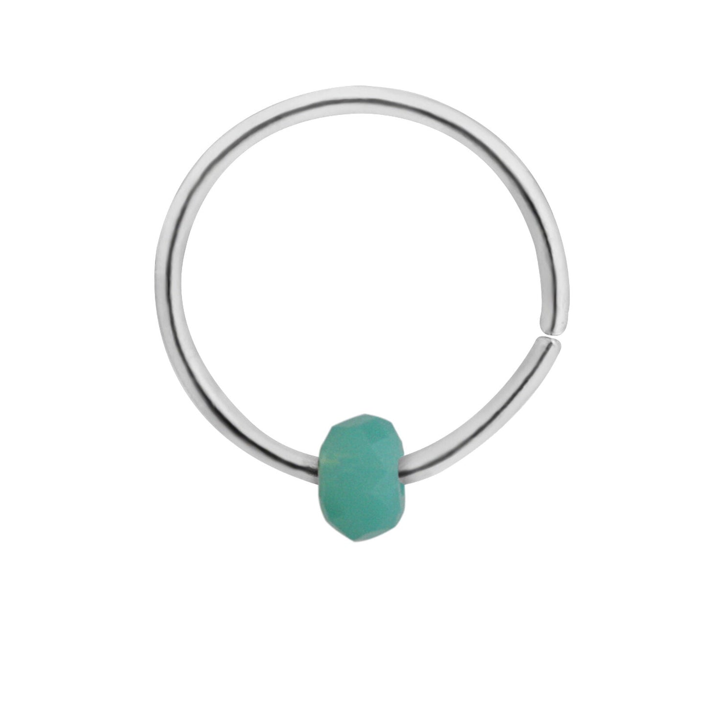 Sterling Silver & Stone Bead Nose Ring