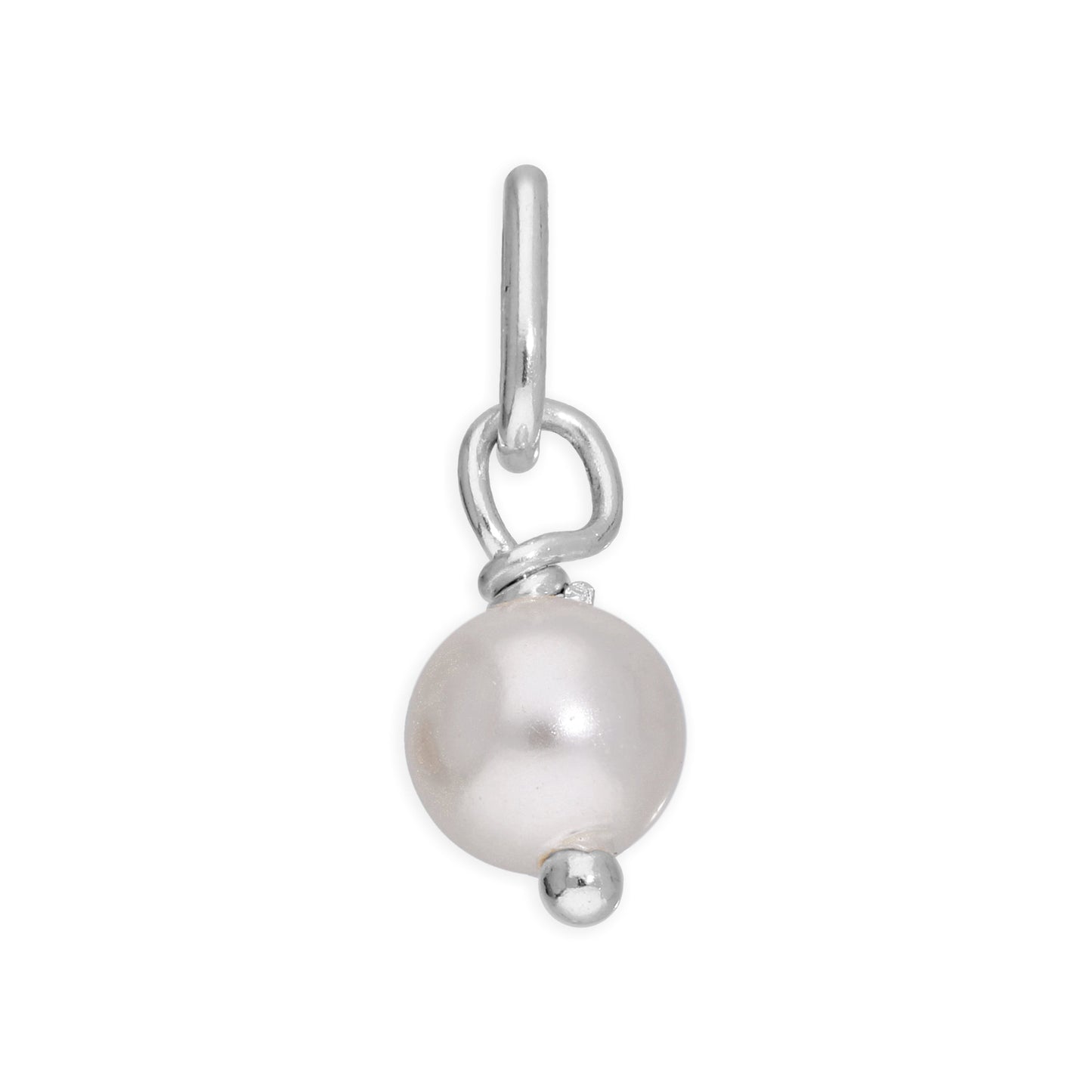 Sterling Silver Cream Round Synthetic Pearl Charm