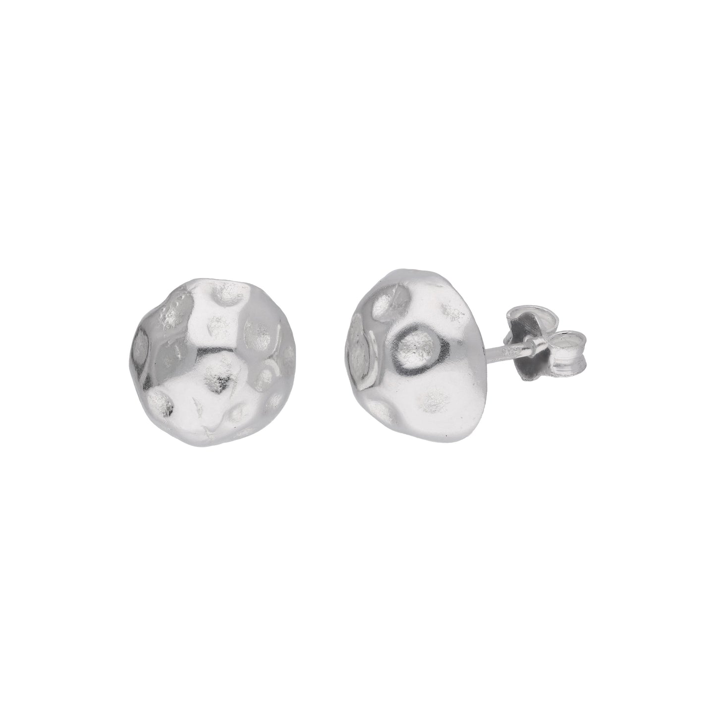 Sterling Silver Hammered Half 10mm Ball Stud Earrings