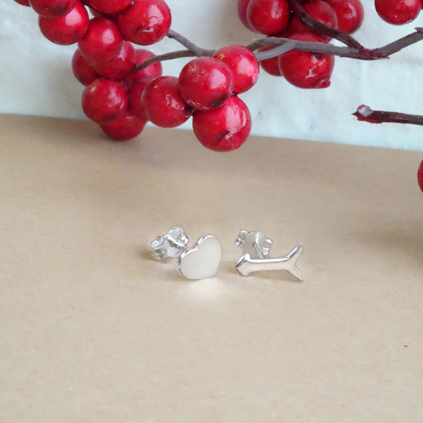 Sterling Silver Heart Arrow Mix & Match Stud Earrings