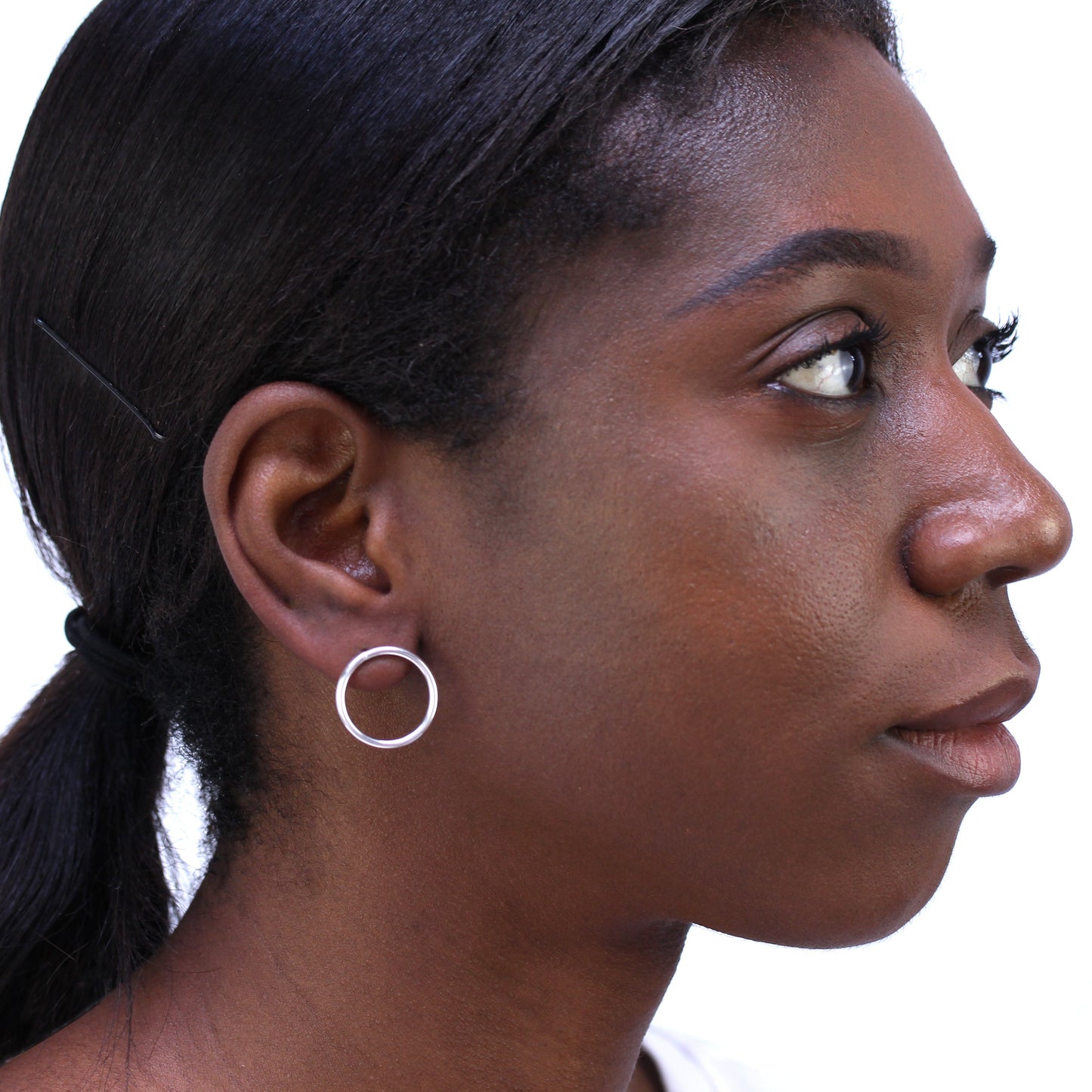 Sterling Silver 20mm Large Circle Stud Hoop Earrings