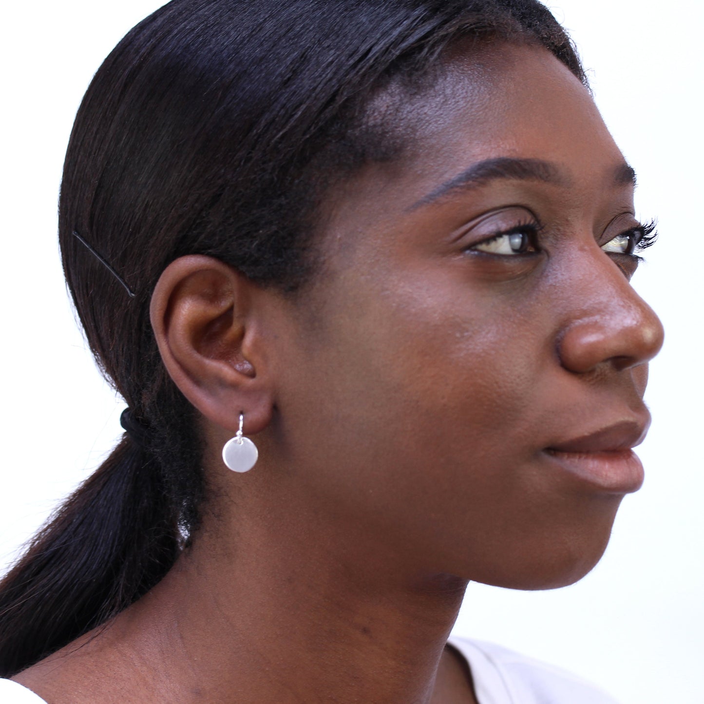 Sterling Silver Round Disc Drop Dangle Earrings