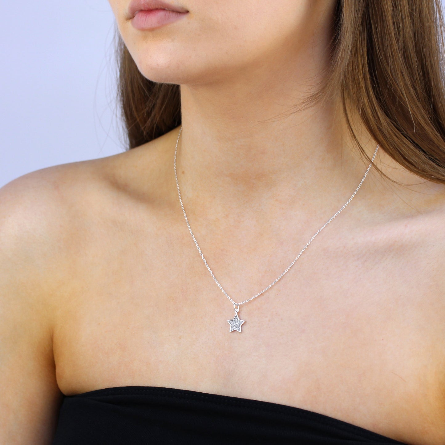 Sterling Silver Frosted Star Pendant Necklace