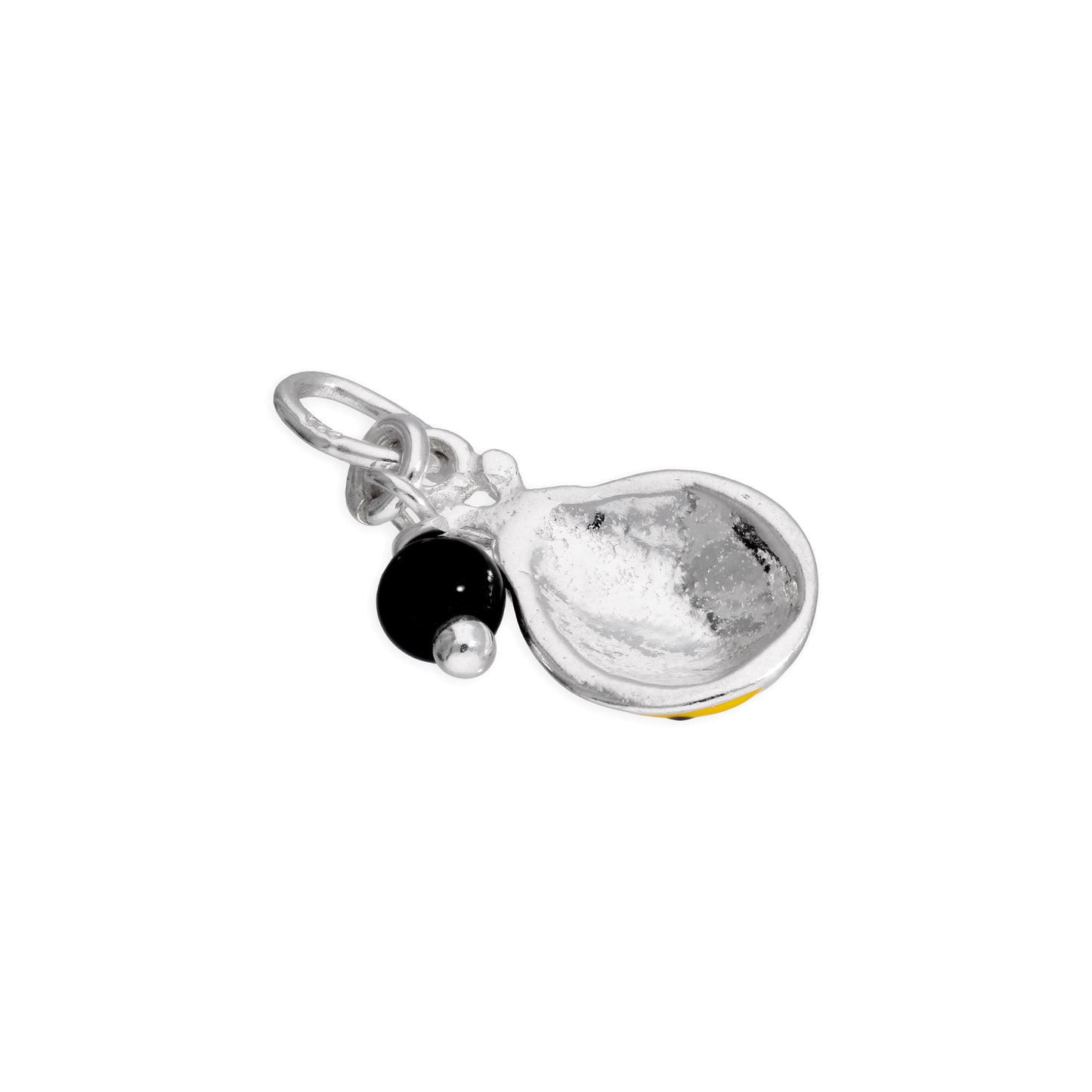 Sterling Silver Yellow Enamel Ladybird & Black Bead Charm