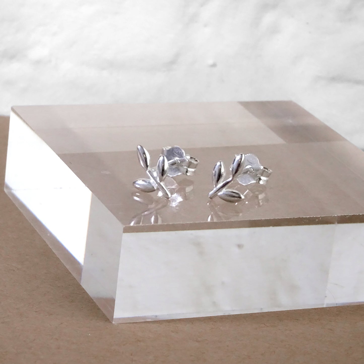 Sterling Silver Cute Leaf Stud Earrings