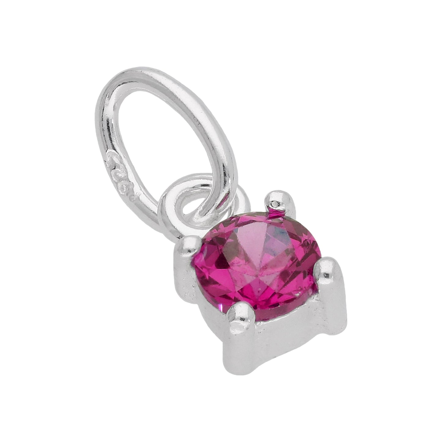 Sterling Silver Ruby CZ July Birthstone Claw Charm