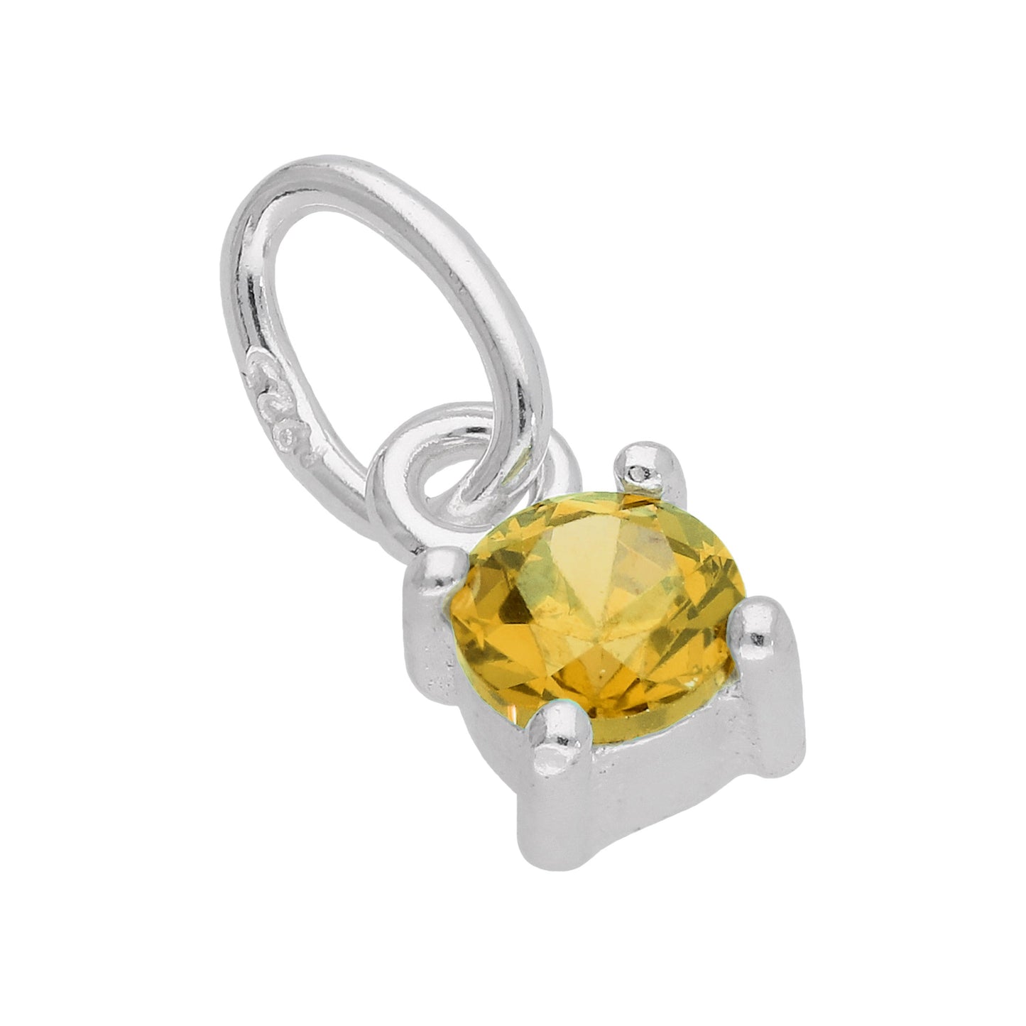 Sterling Silver Citrine CZ November Birthstone Claw Charm