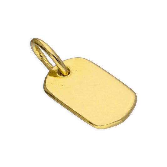 Small Gold Plated Sterling Silver Dog Tag Charm