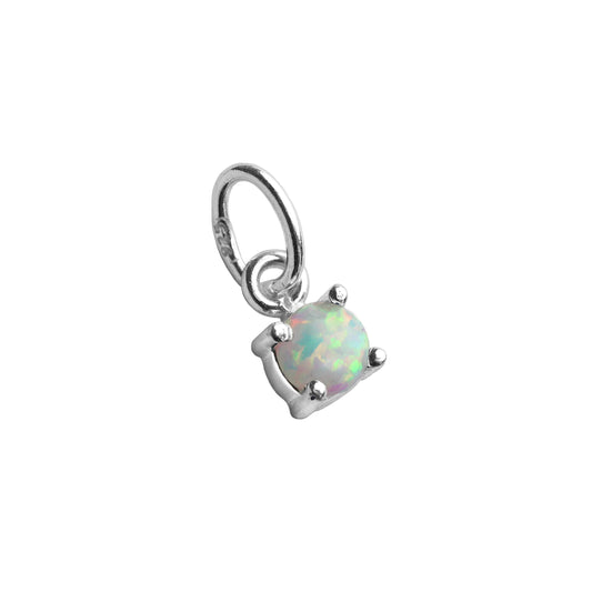 Sterling Silver Opal October Birthstone Claw Charm
