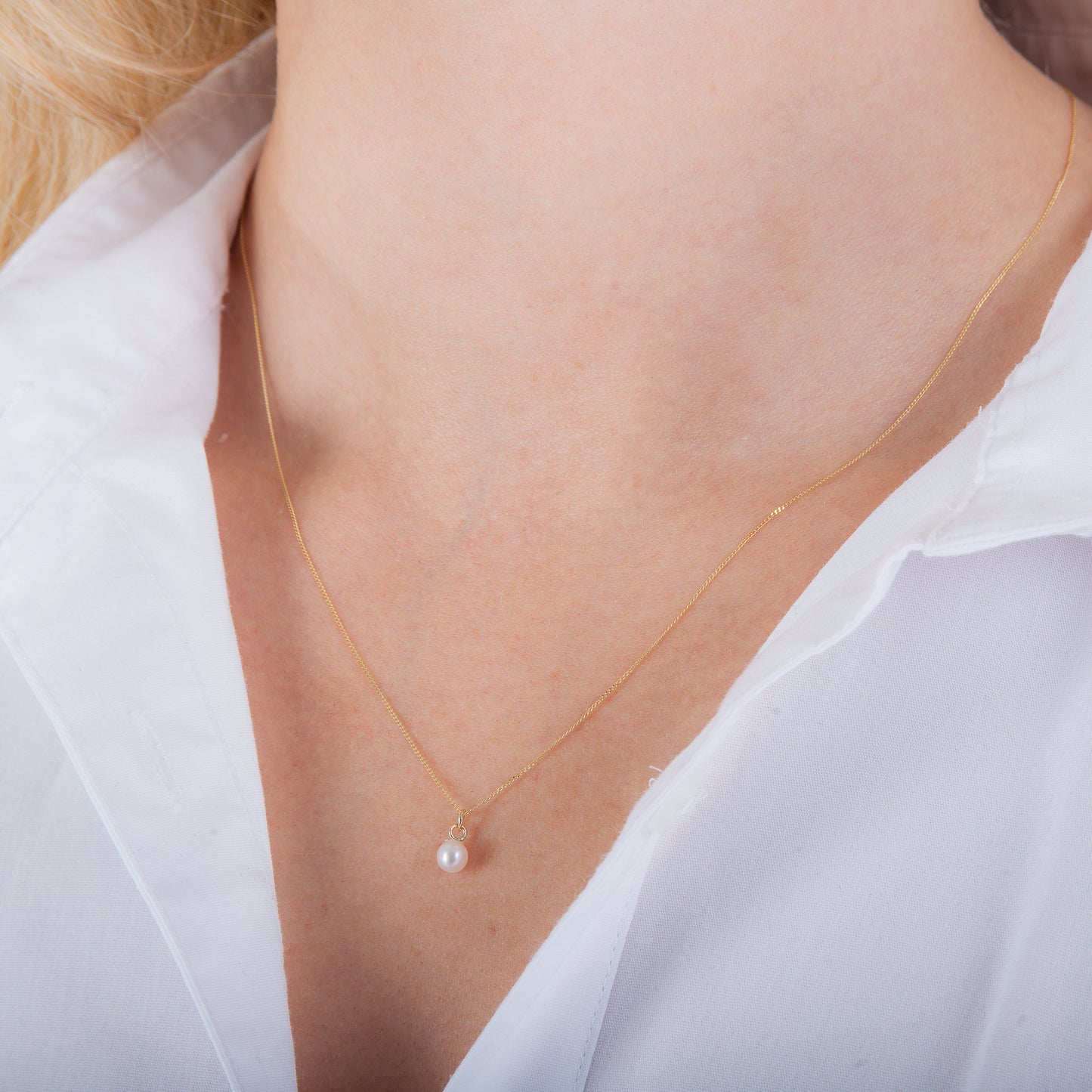 9ct Gold 4mm White Freshwater Pearl Necklace - 16 - 20 Inches