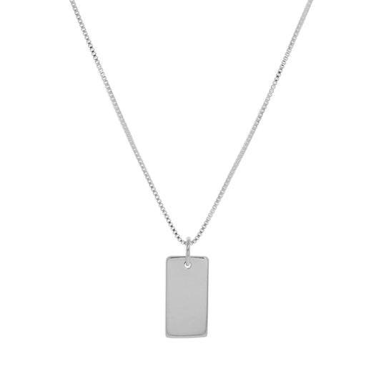 Sterling Silver Mini Engravable Dog Tag Necklace - 14 - 22 Inches