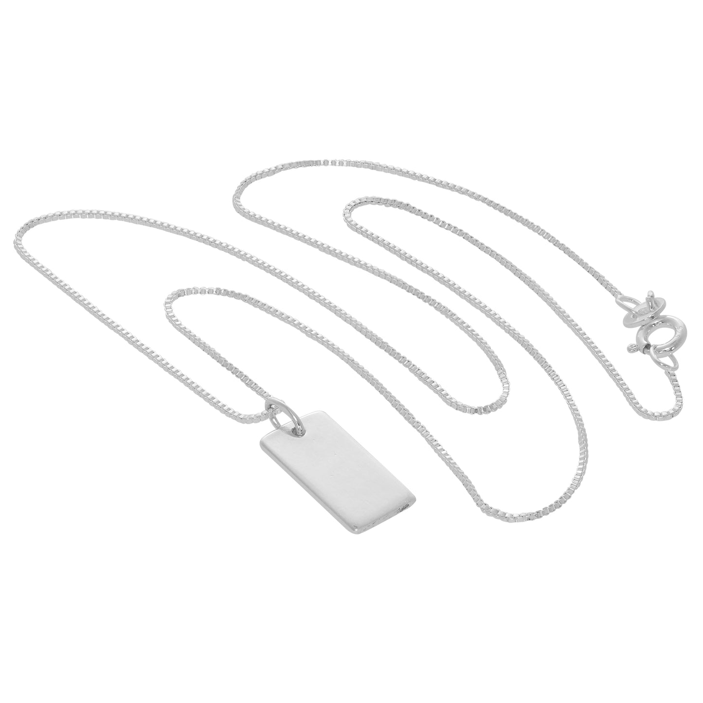Sterling Silver Mini Engravable Dog Tag Necklace - 14 - 22 Inches