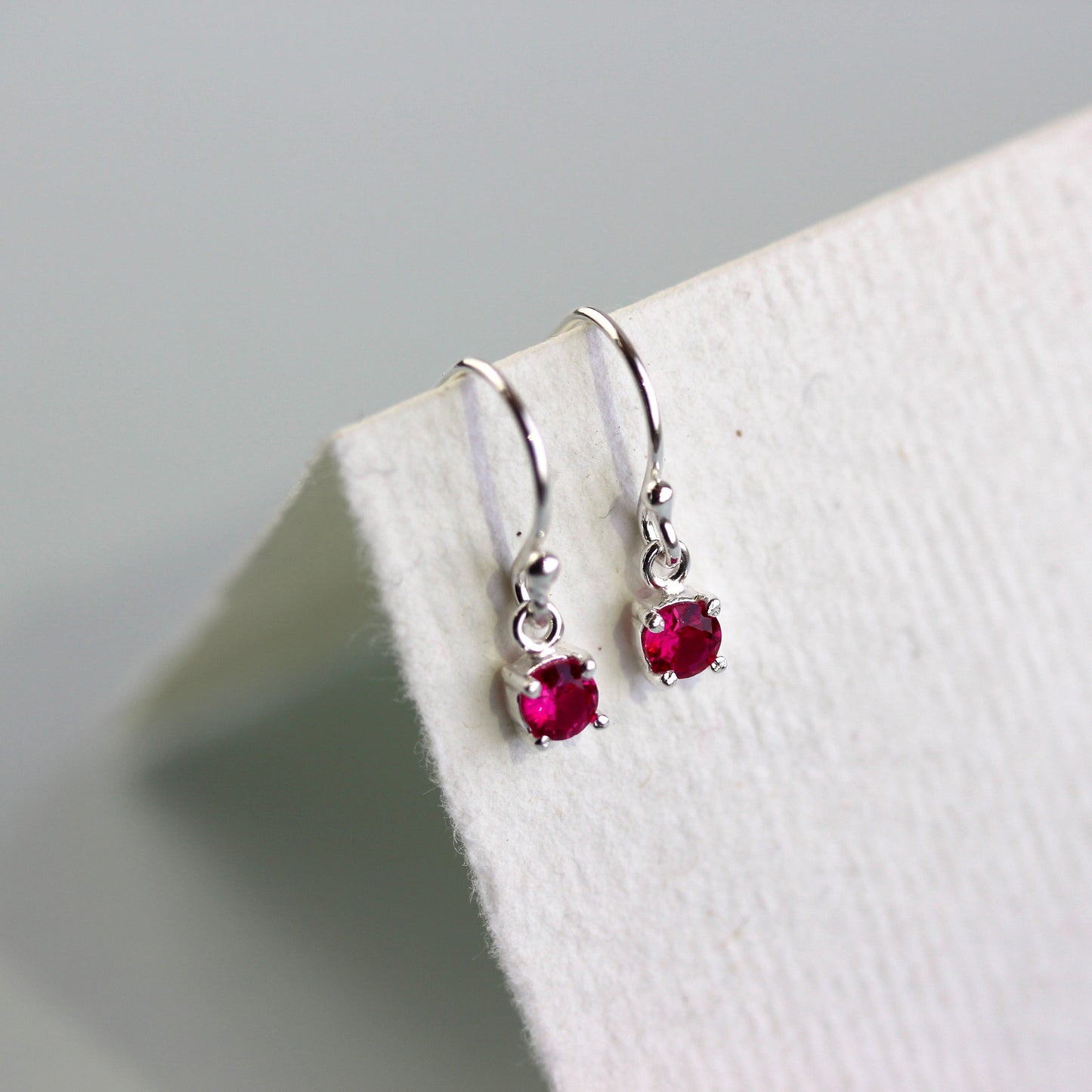 Sterling Silver Tourmaline CZ October Birthstone Dangle Earrings
