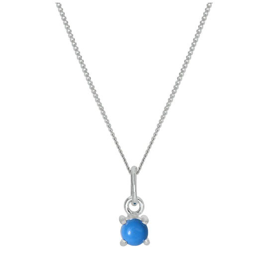 Sterling Silver Turquoise December Birthstone Necklace - 14 - 32 Inches
