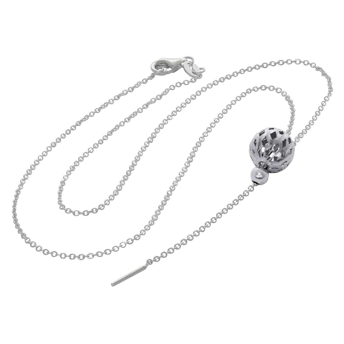 Sterling Silver 10mm Diamond Cut Ball 16 Inch Necklace