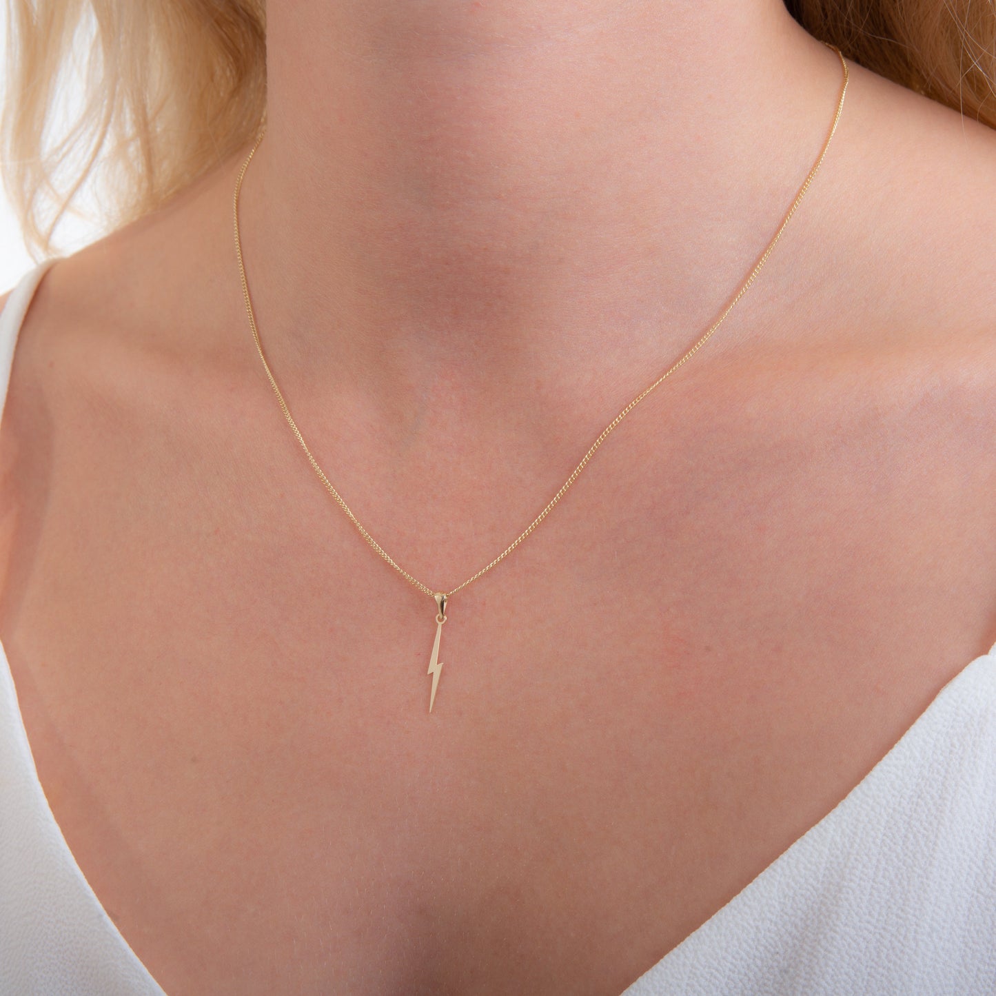 9ct Gold Lightning Bolt Necklace - 16 - 18 Inches