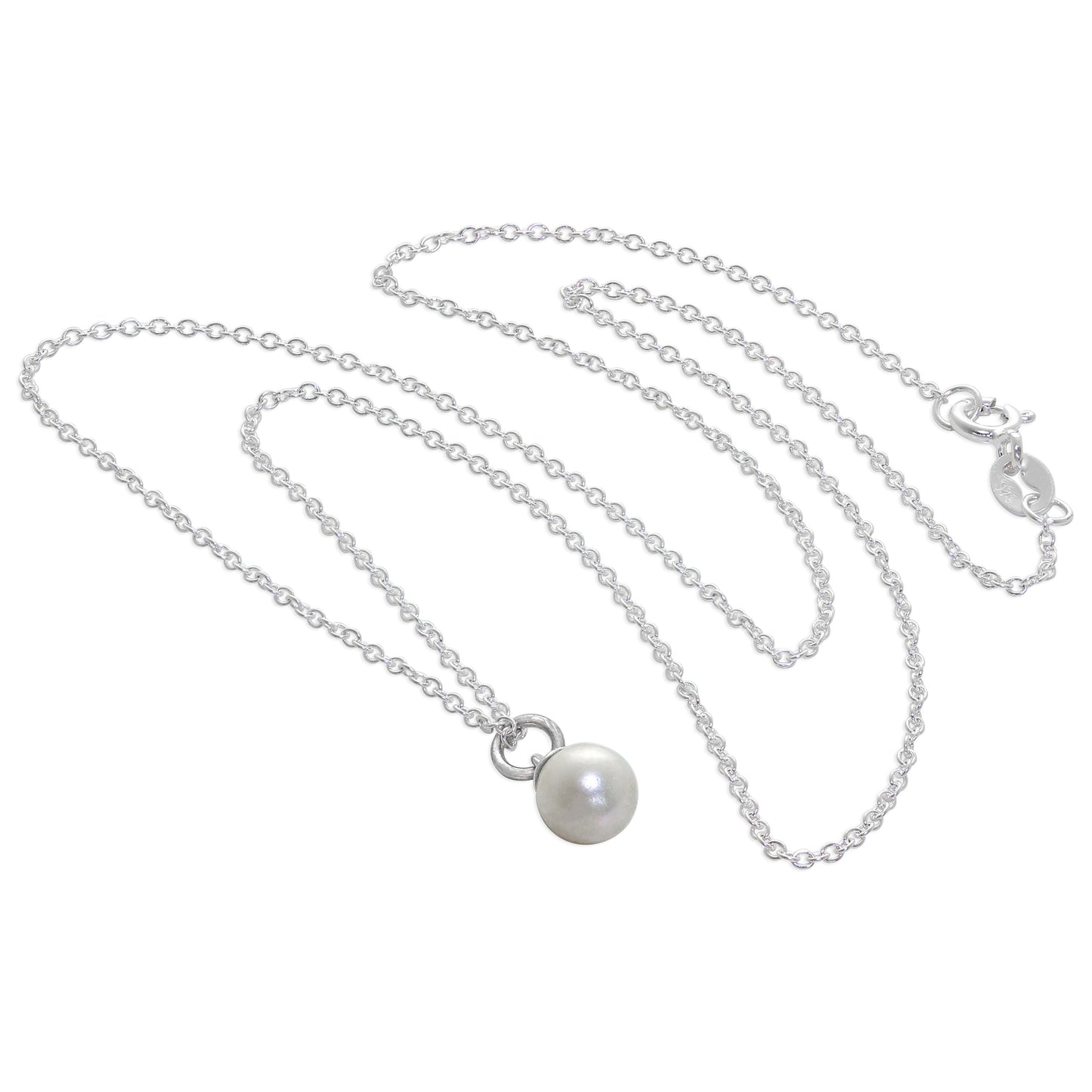 Sterling Silver & Freshwater Pearl Belcher Necklace 16 - 32 Inches