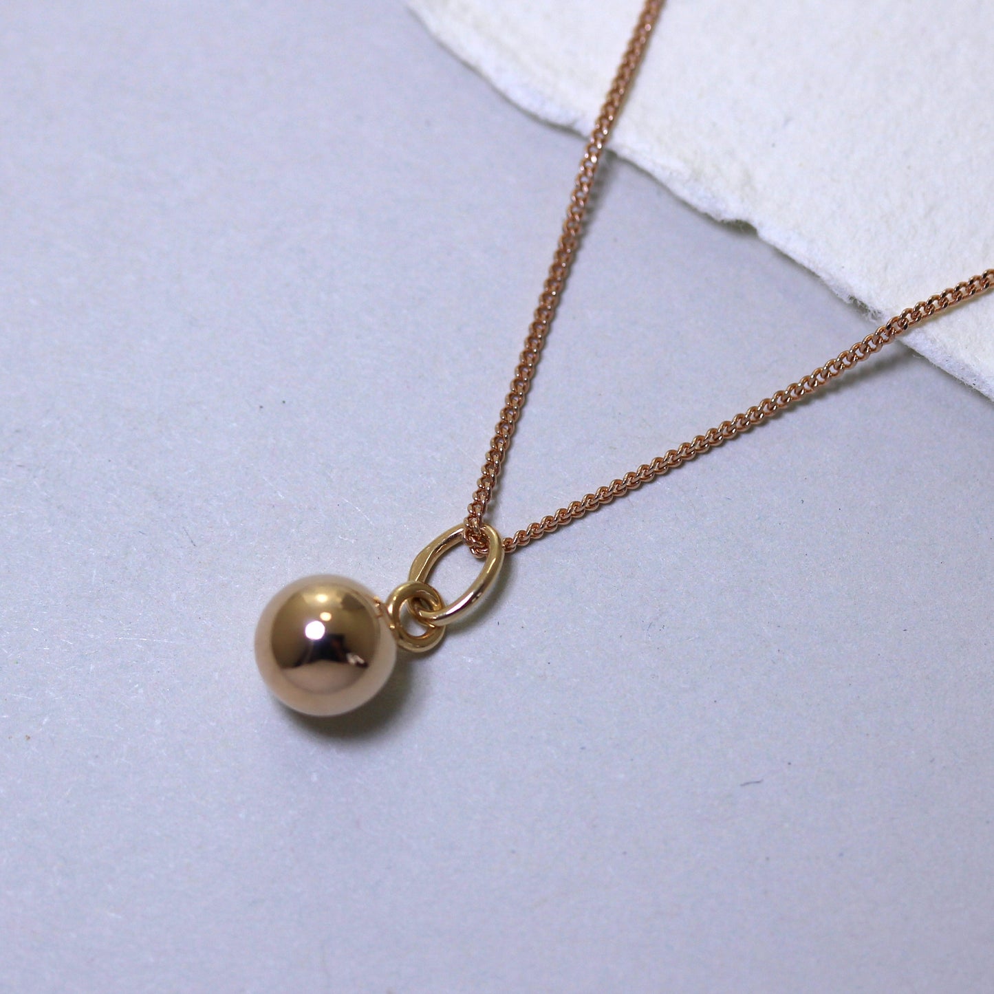 Rose Gold Plated Sterling Silver Ball Necklace 14 - 32 Inches